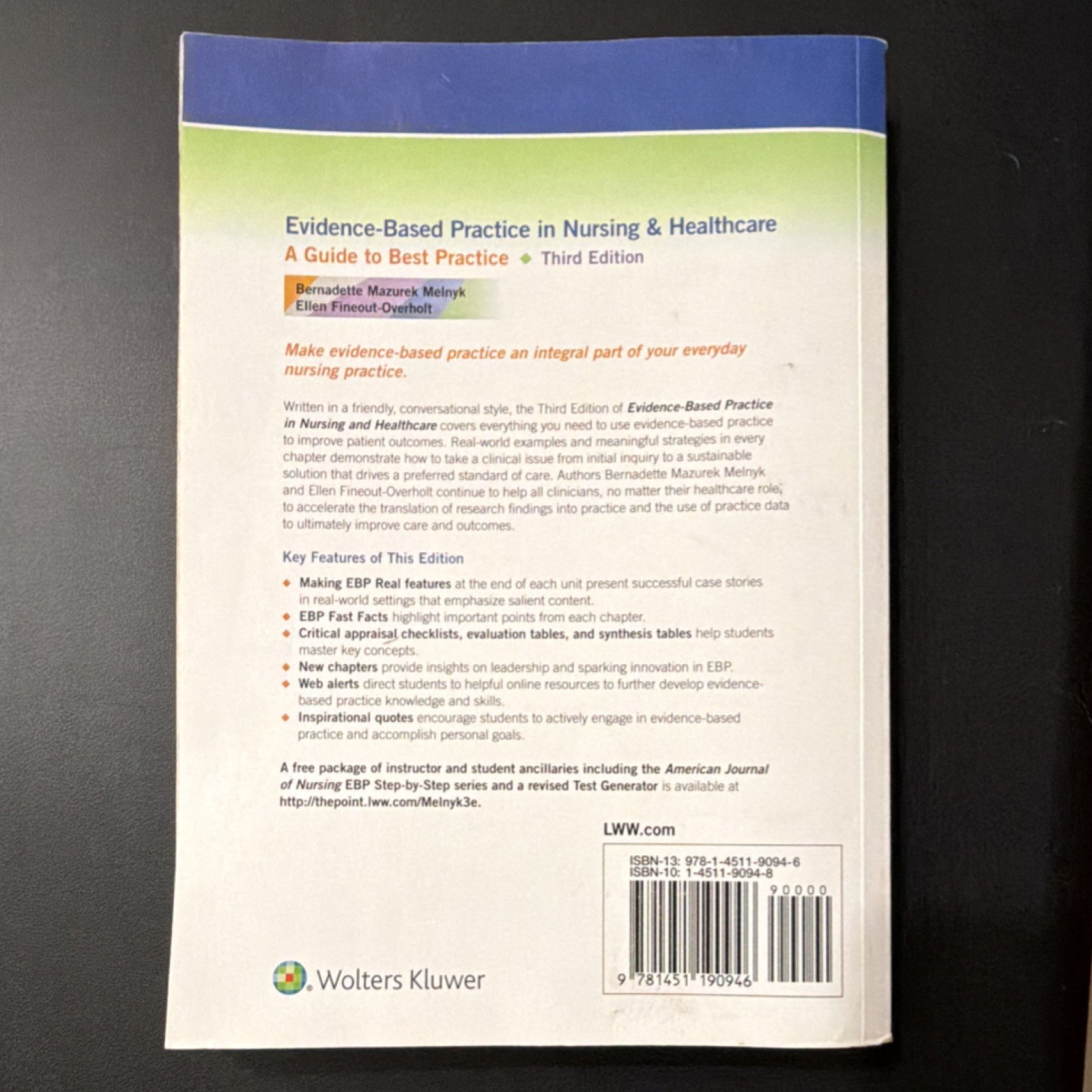 Wolters Kluwer Evidence-Based Practice Nursing Healthcare 3rd Ed Melnyk Fineout…