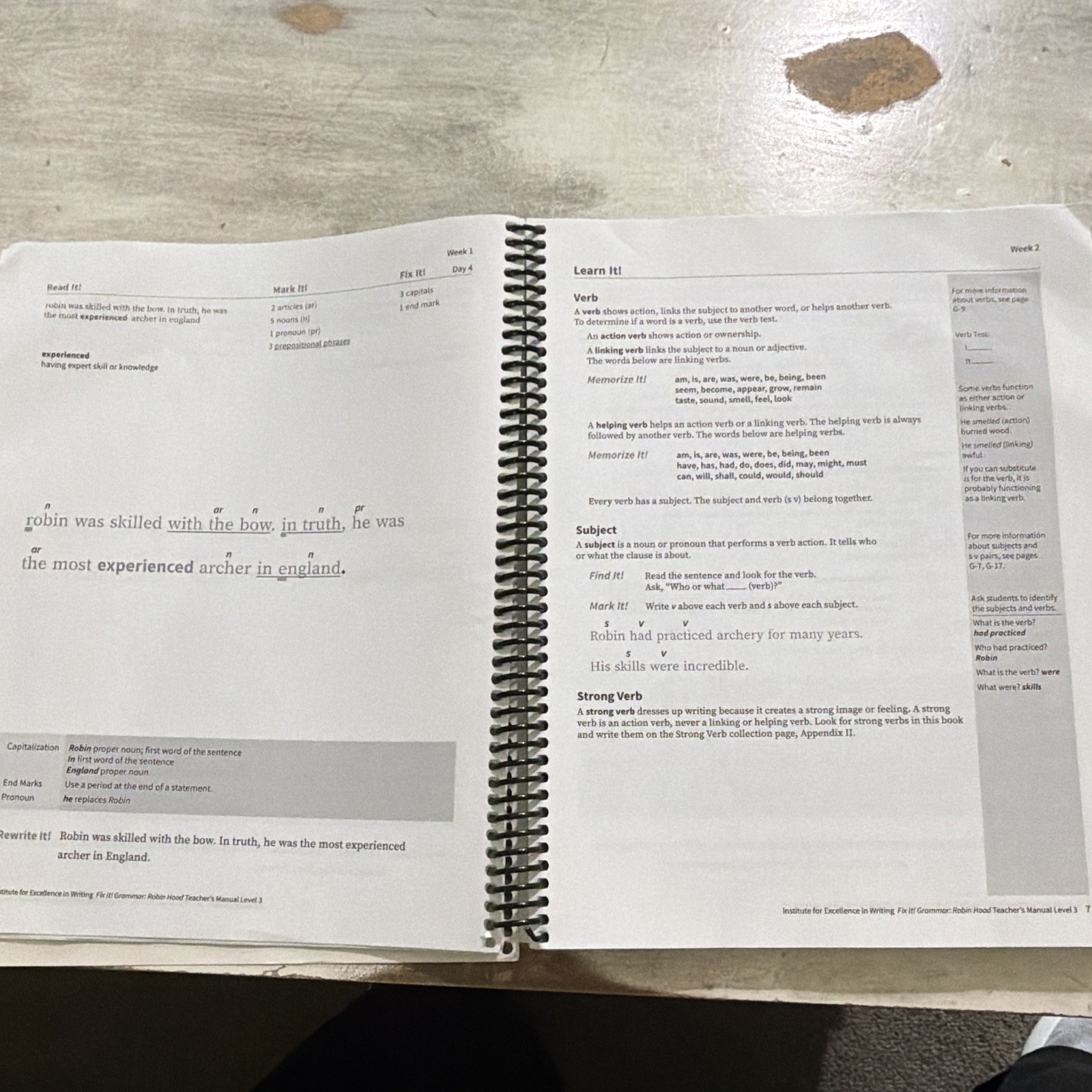 Fix It! Grammar Robin Hood Level 3 Teacher’s Manual Spiral 2022 IEW
