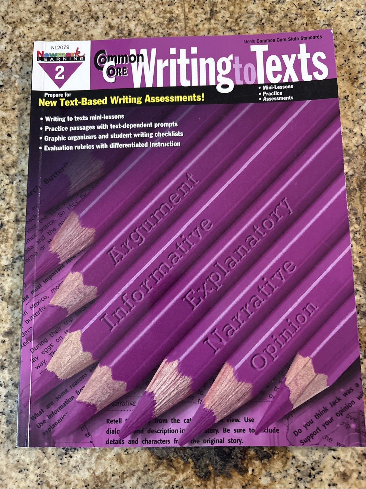 Newmark Learning Grade 2 Common Core Writing to Text Book ( NO Writing)