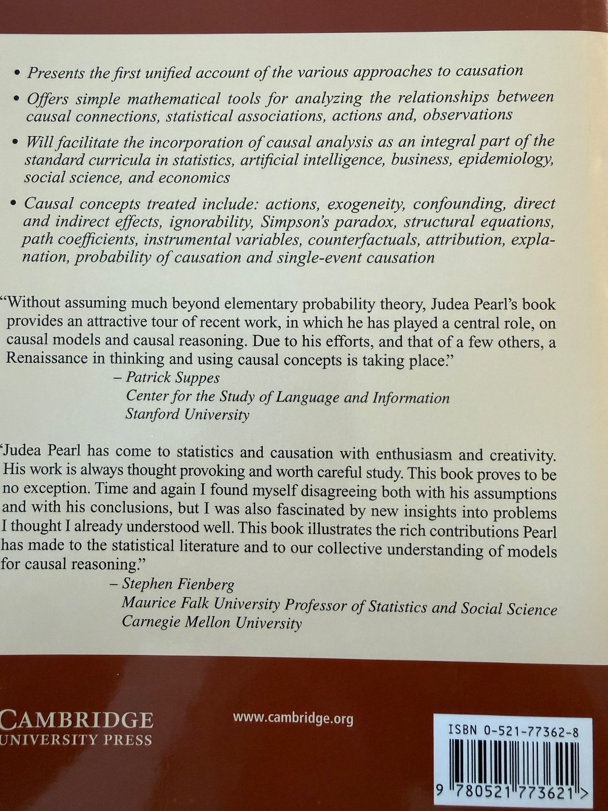 Causality: Models, Reasoning, and Inference
