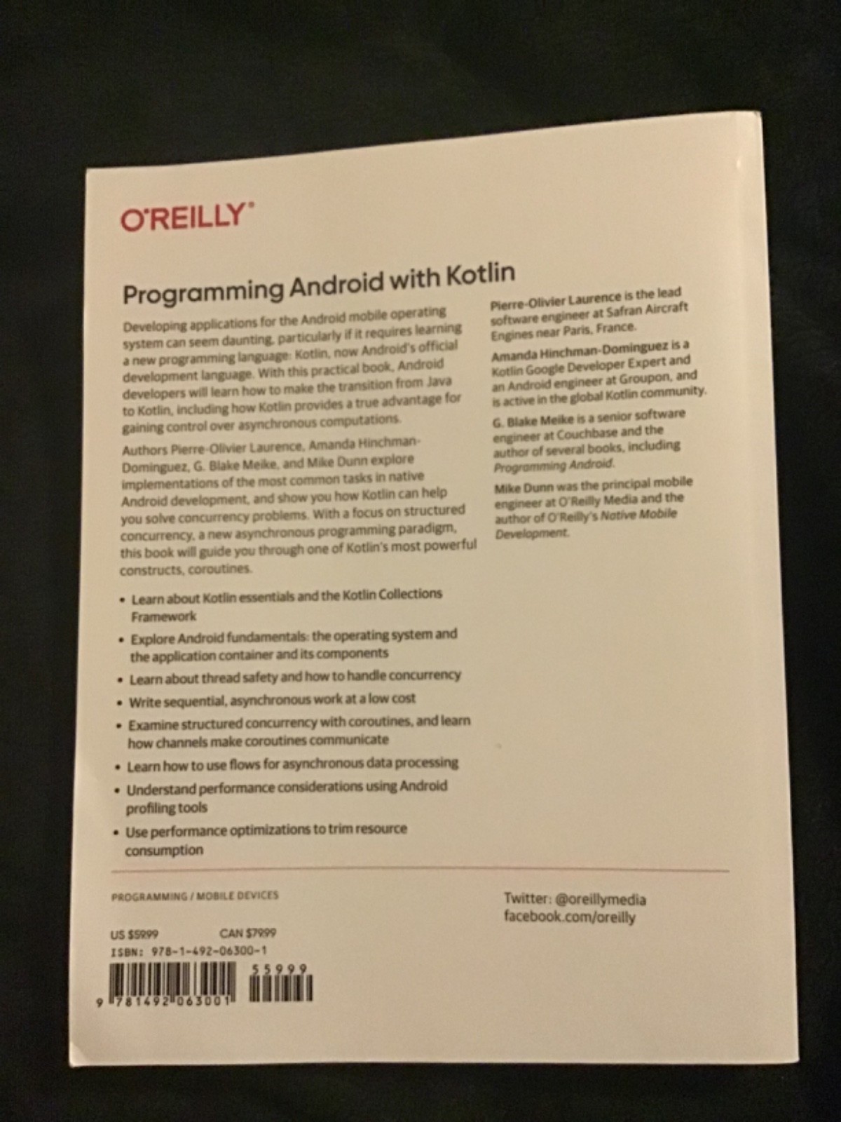 Programming Android withKotlin -VERY GOOD-Paperback-2021-First Edition-336 pages