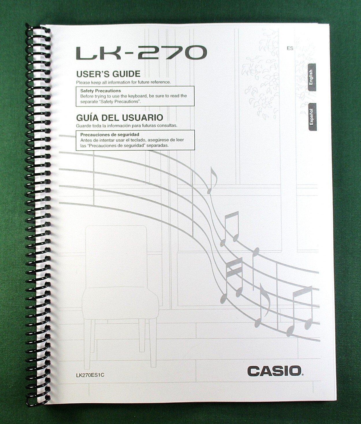 Casio LK-270 Instruction Manual: 75 Pages Coil Bound & Protective Covers!