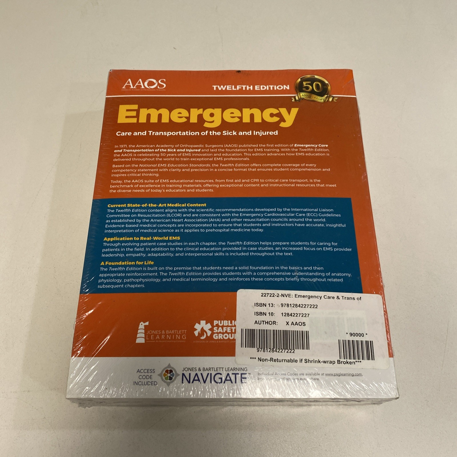 AAOS Emergency Care and Transportation of the Sick and Injured Twelfth Edition