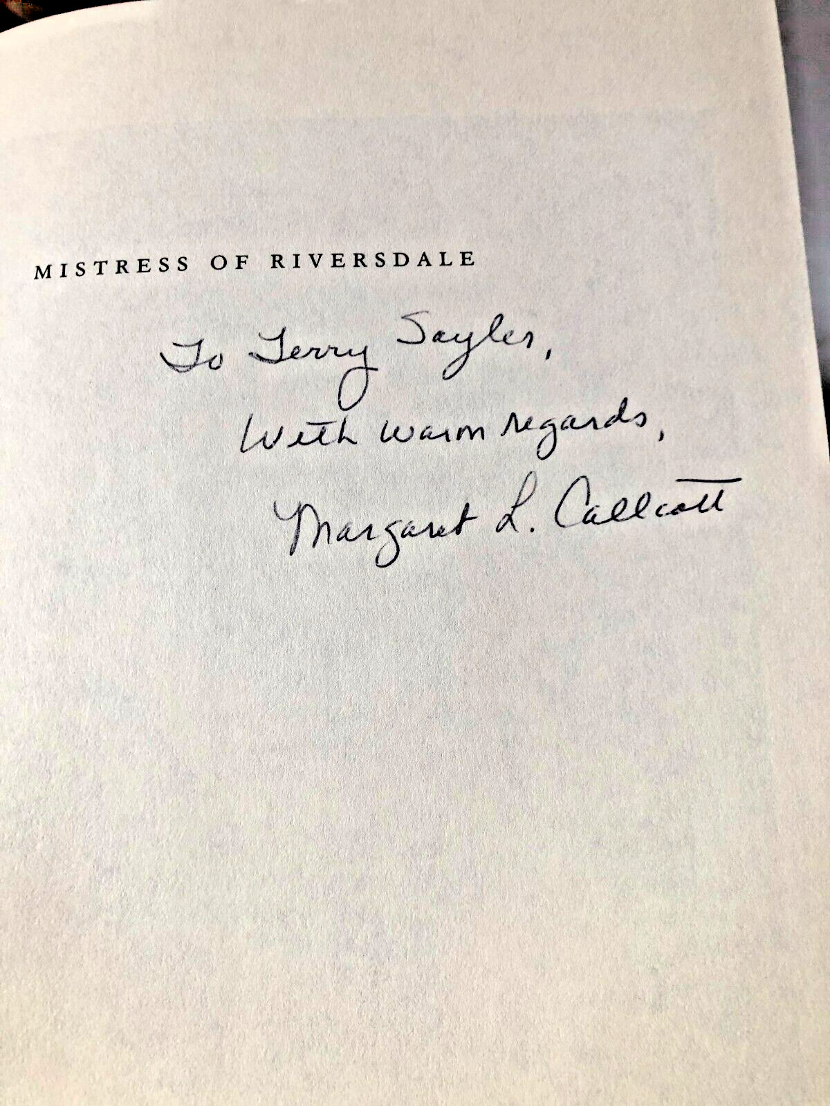 SIGNED! Mistress of Riversdale : Plantation Letters 1795-1821, Rosalie S Calvert