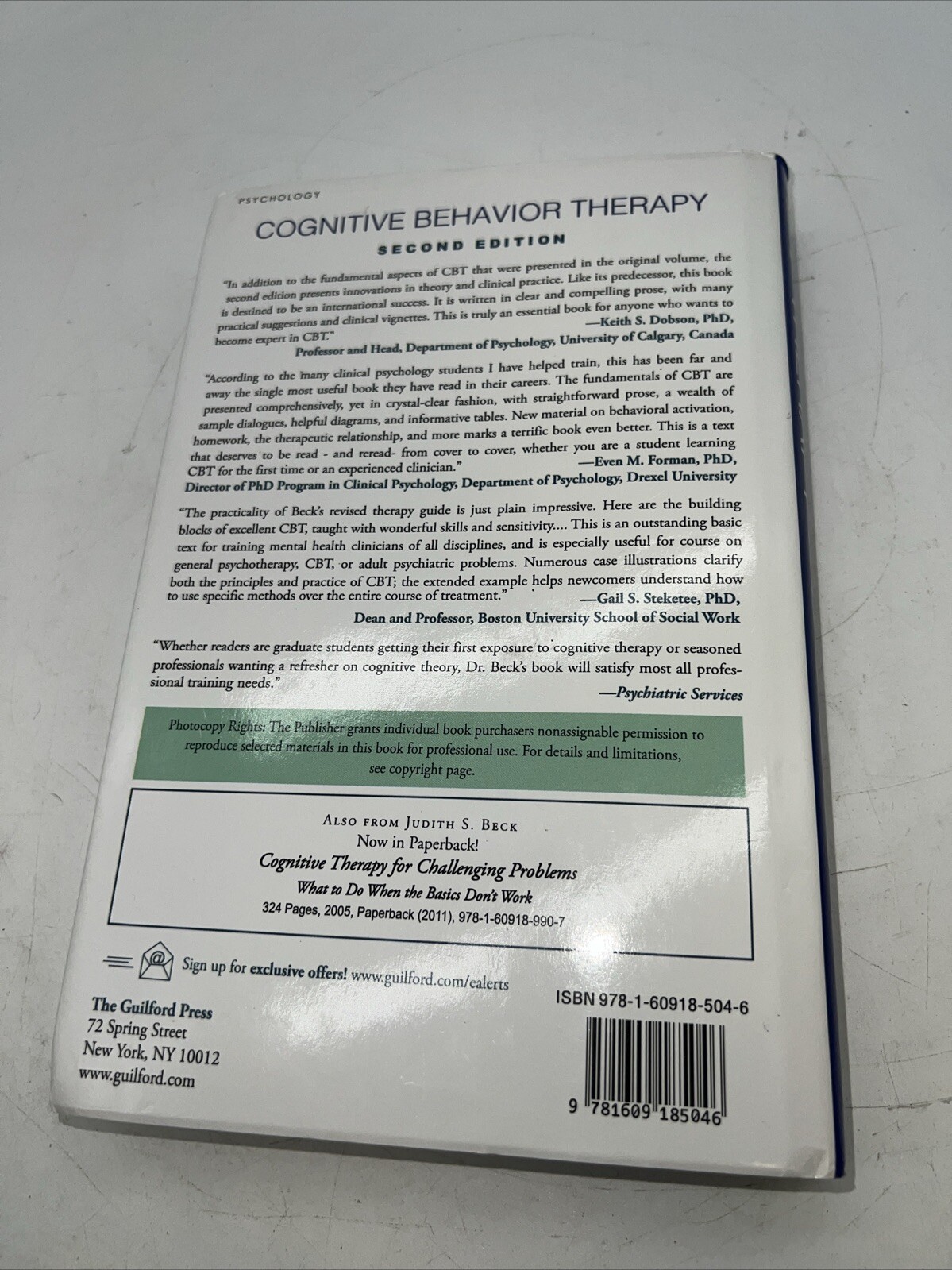 Cognitive Behavior Therapy, Second Edit- 9781609185046, Judith S Beck, hardcover
