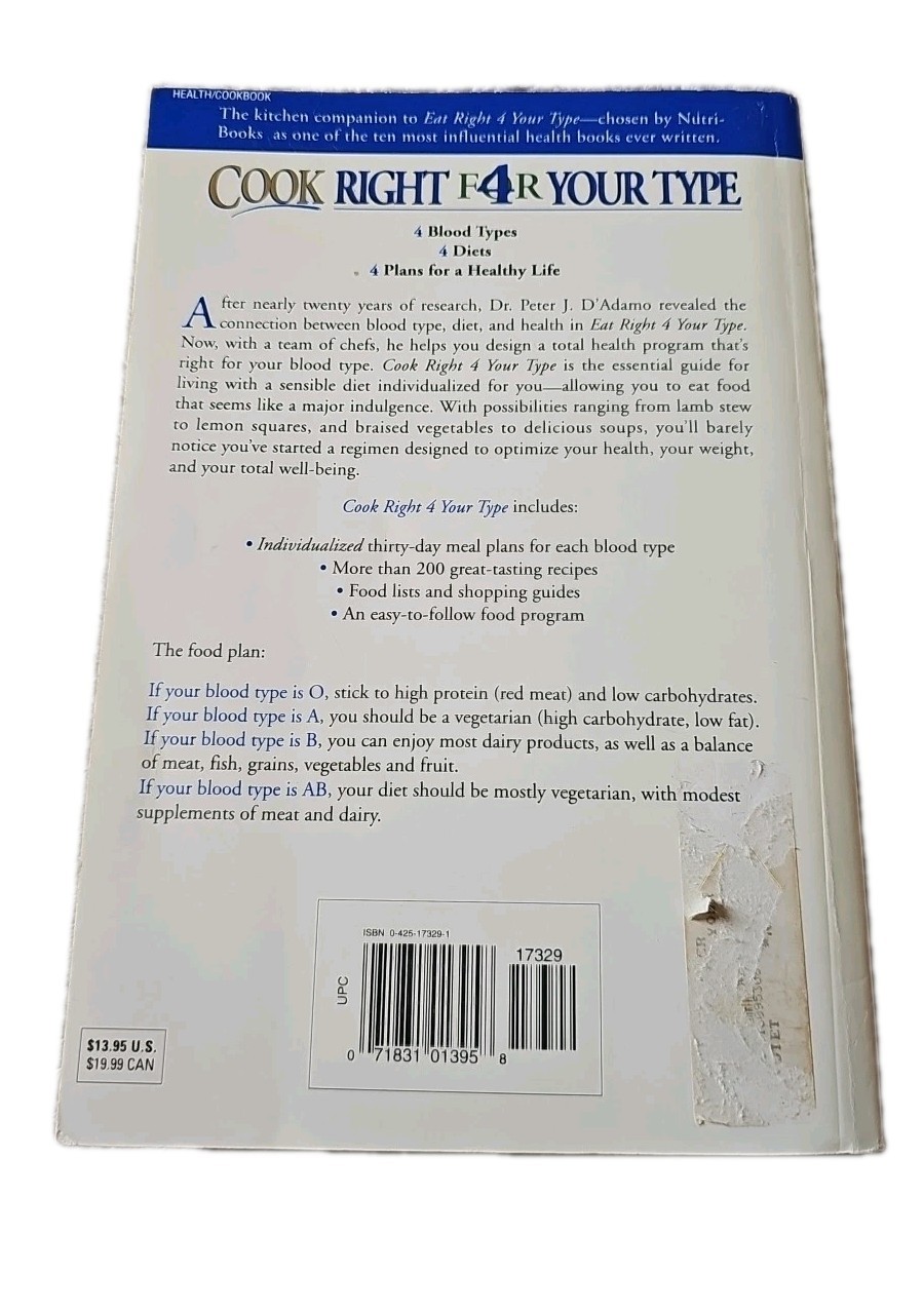 Cook Right 4 Your Type: The Practical Kitchen -, paperback, DAdamo