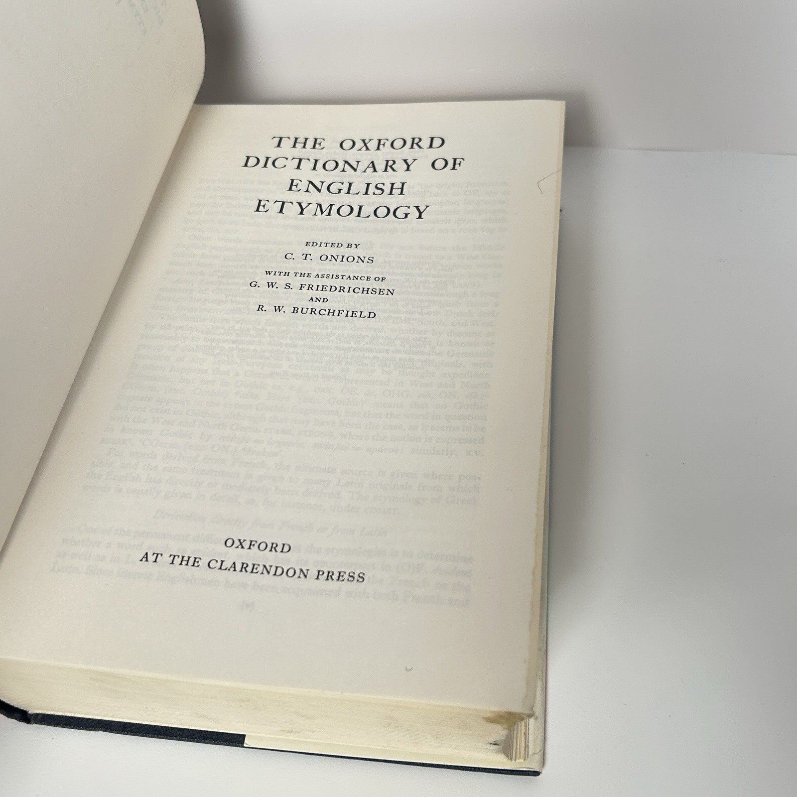 Oxford Dictionary of English Etymology by C. T. Onions 1992 Hardcover DJ