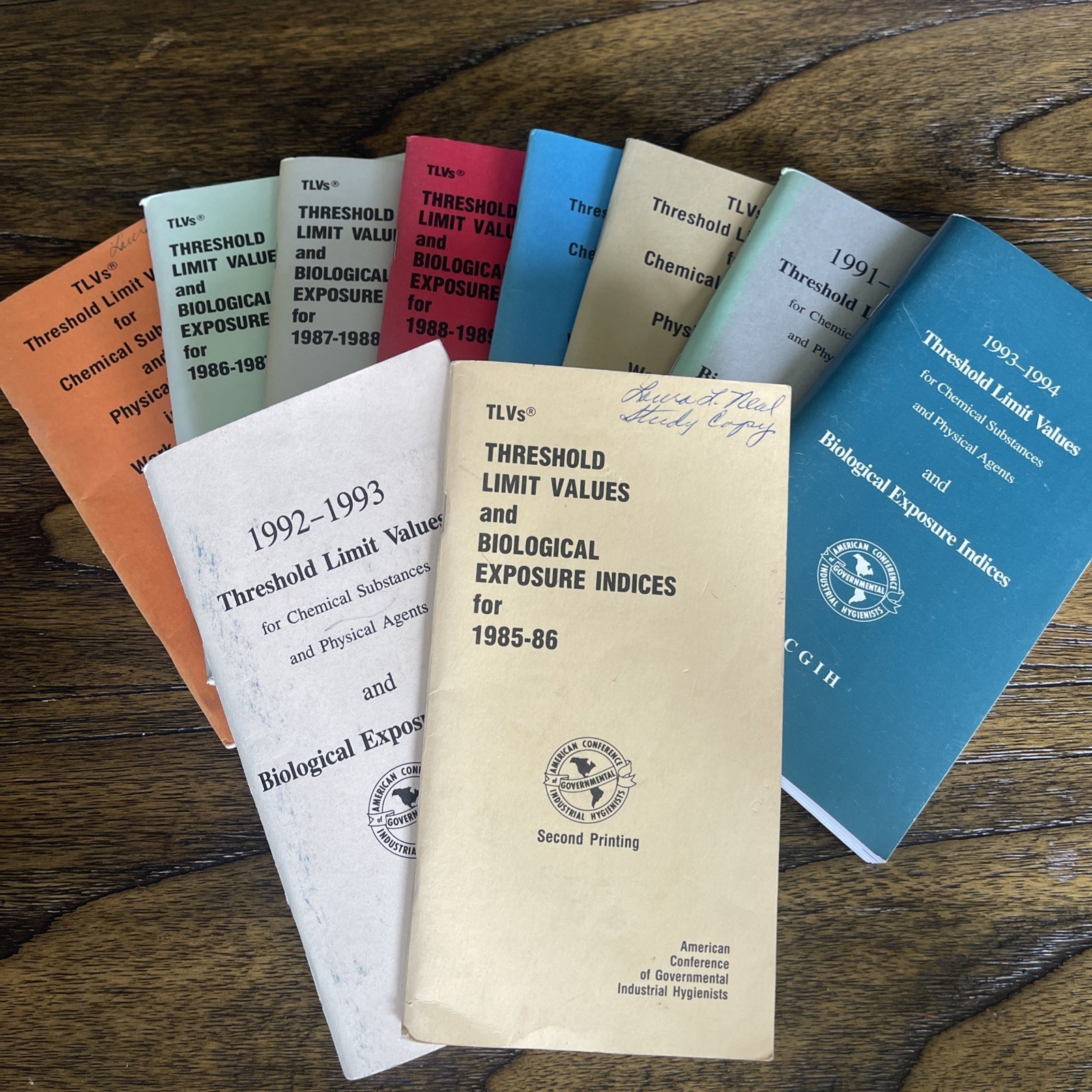 ACGIH Booklet Lot 10x Threshold Limit Values TLV BEIs 1982-1994 Vintage