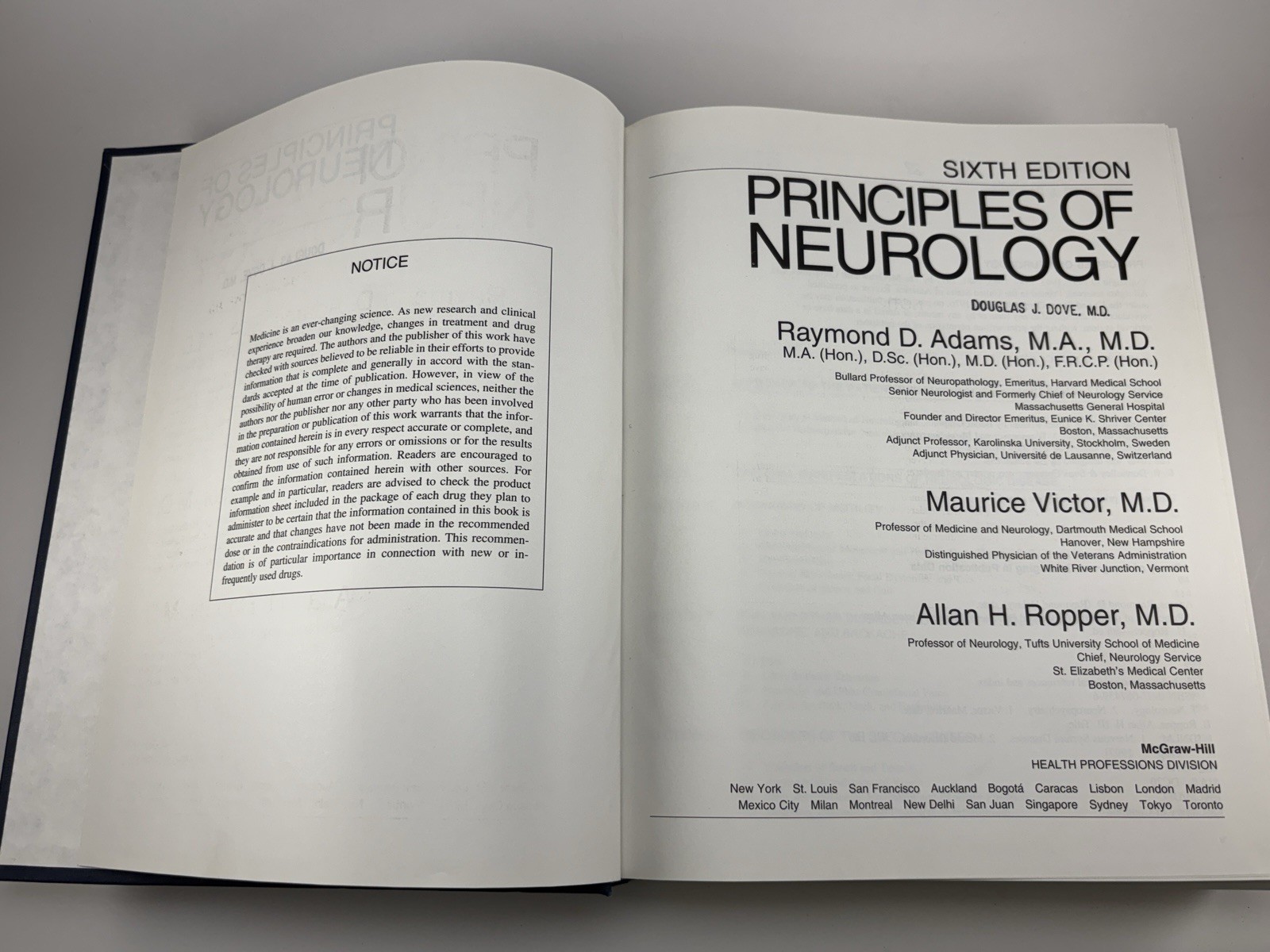 Principles of Neurology 6th Edition – Adams, Victor, Ropper – Hardcover 1997