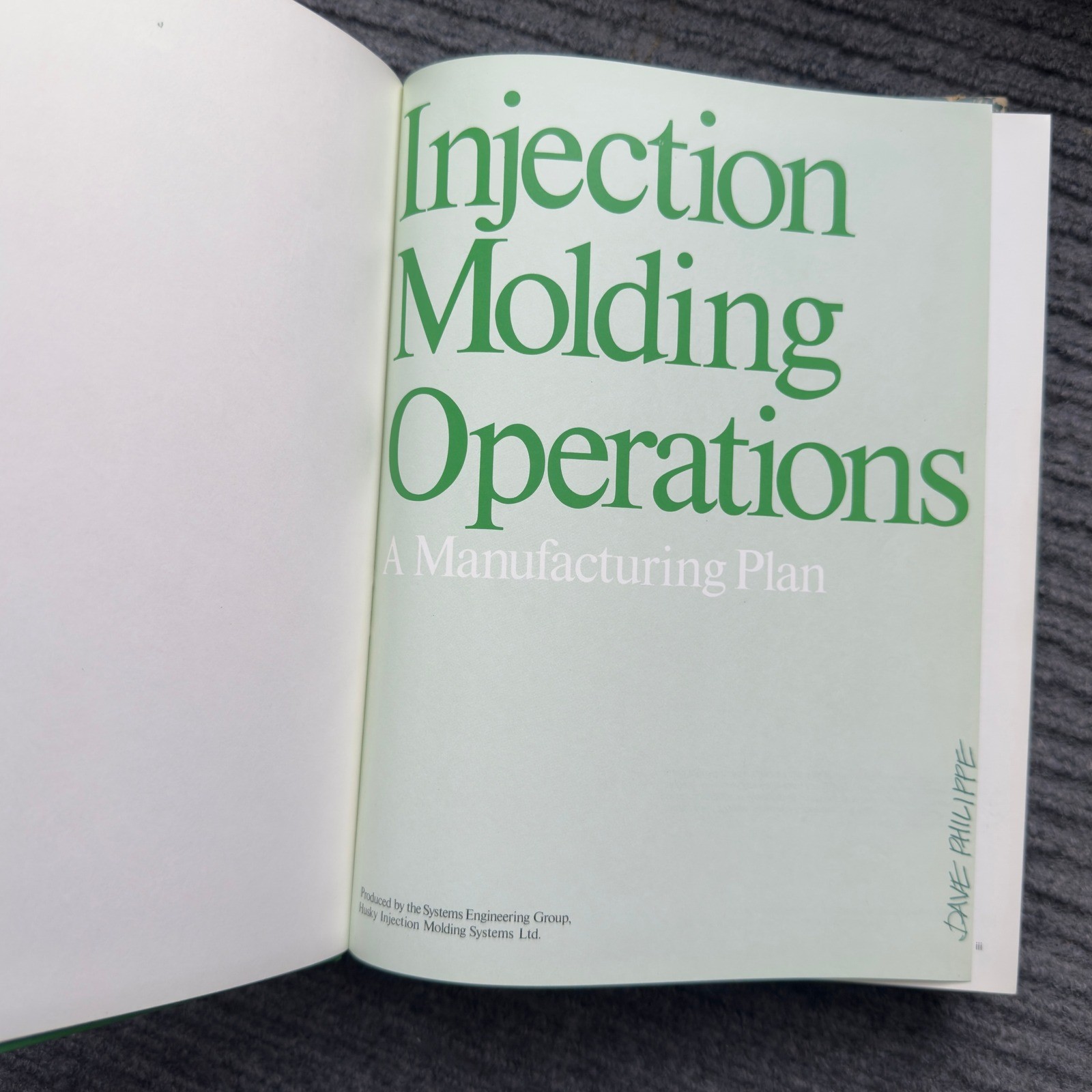 Husky Injection Molding Operations A Manufacturing Plan 1980 Hardcover Book Case