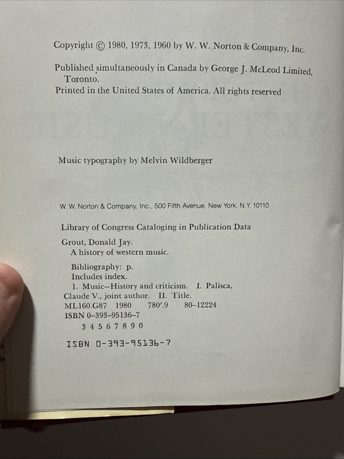 A History Of Western Music’ Third Edition- Donald Jay Grout 749 Pages