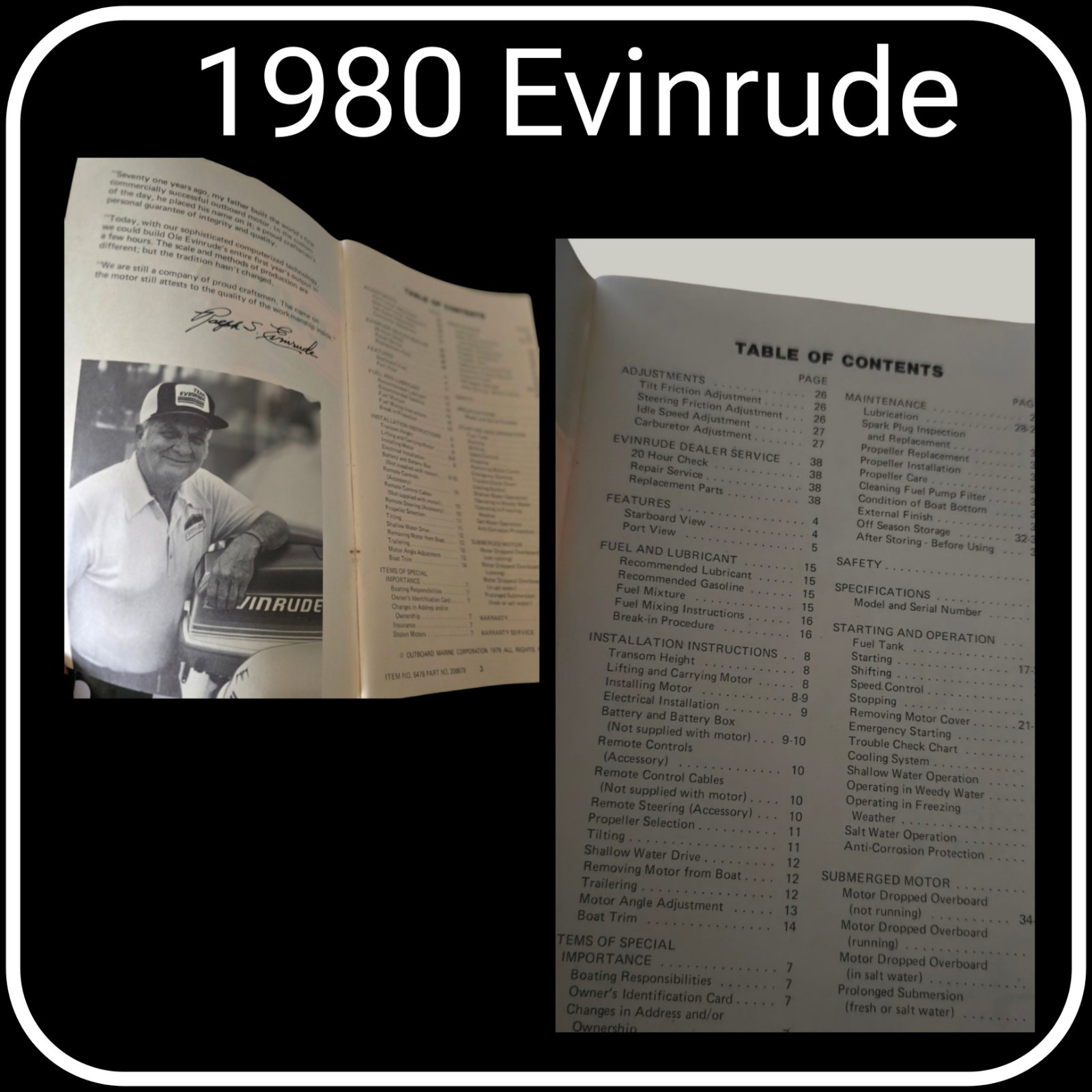 1980 Owner’s-Operator’s Manual, 9.9 /15 HP Models:Listed in Pictures-EUC
