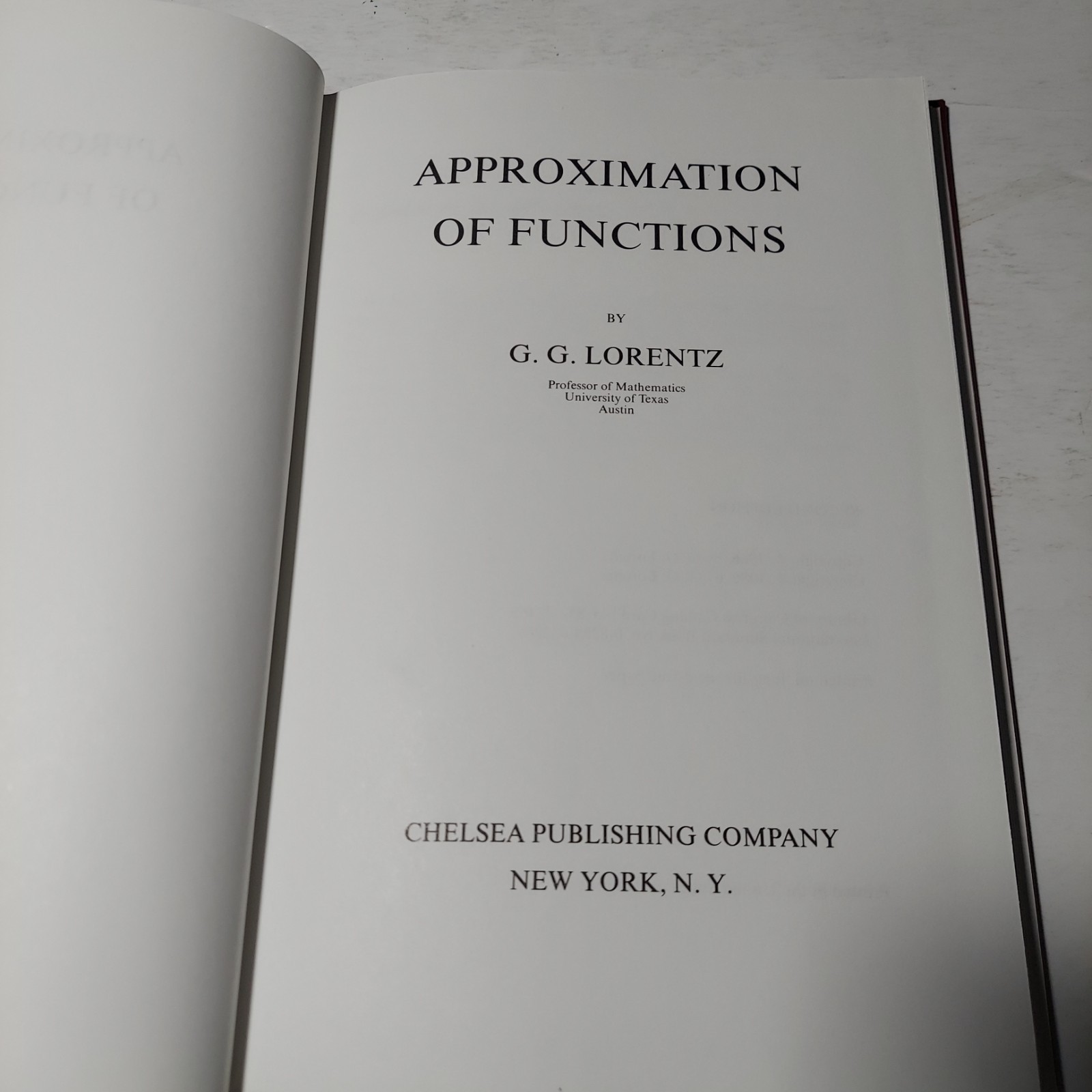 APPROXIMATION THEORY – G.G. Lorentz Ex-libris