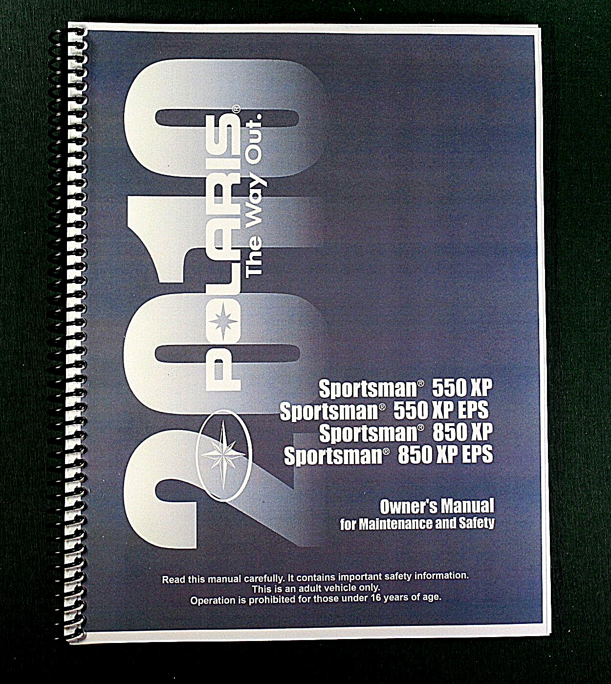 2010 Polaris Sportsman 550 XP ATV Owner’s Manual: 148 Pages & Protective Covers