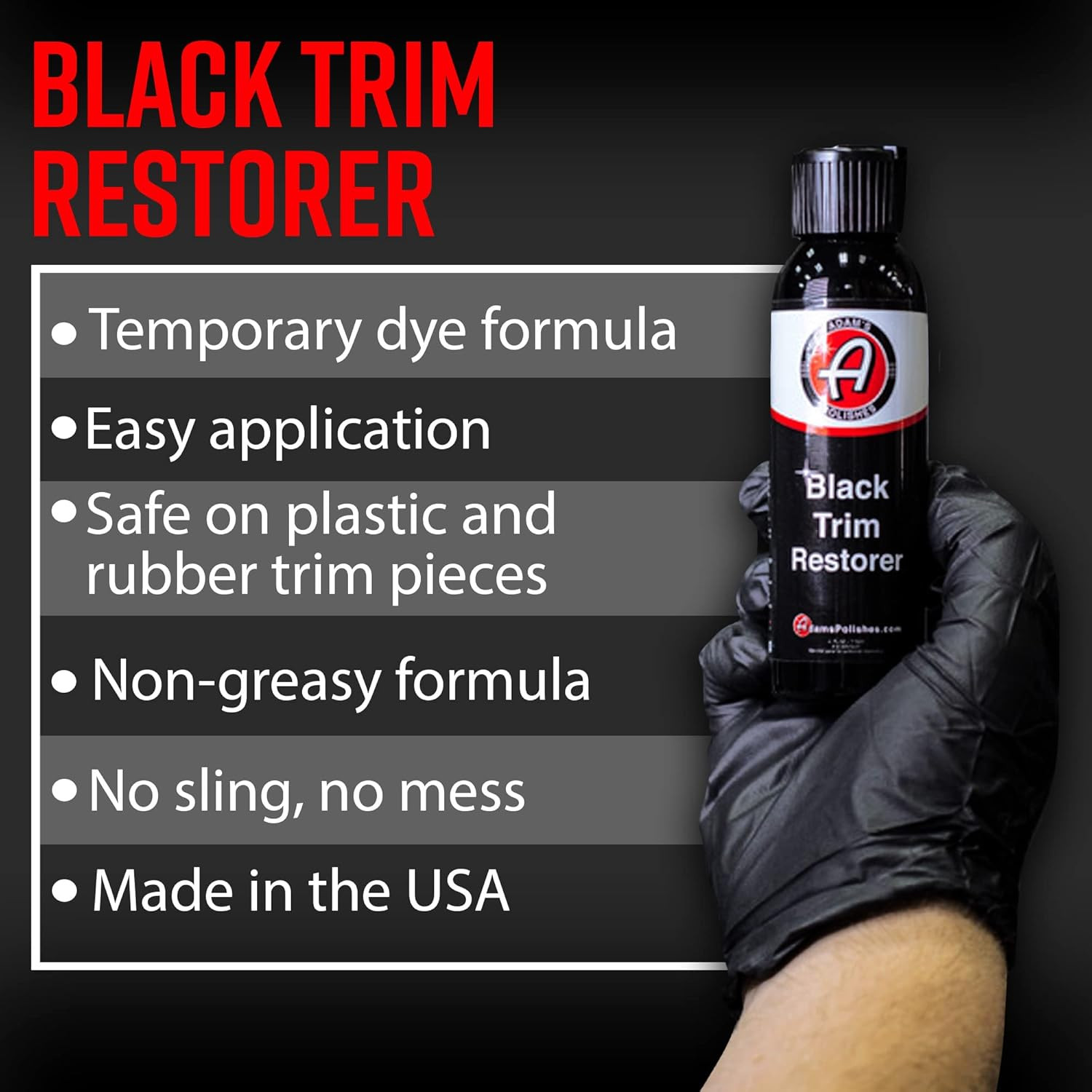 Black Trim Restorer (4 Oz with Applicator) – Restores Plastic Trim to a Rich, Bl