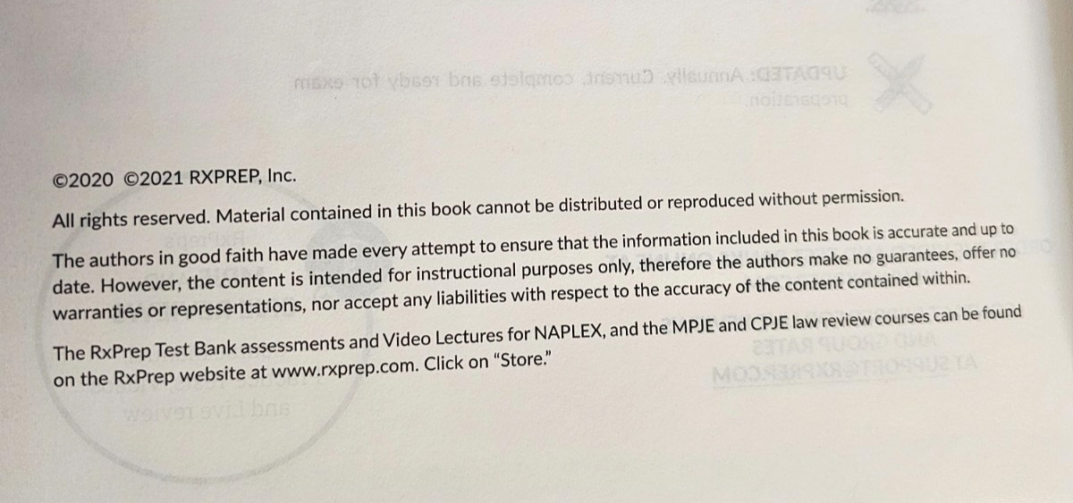 RxPrep NAPLEX Course Book 2021 Pharmacy Exam Study Guide UWorld CPJE