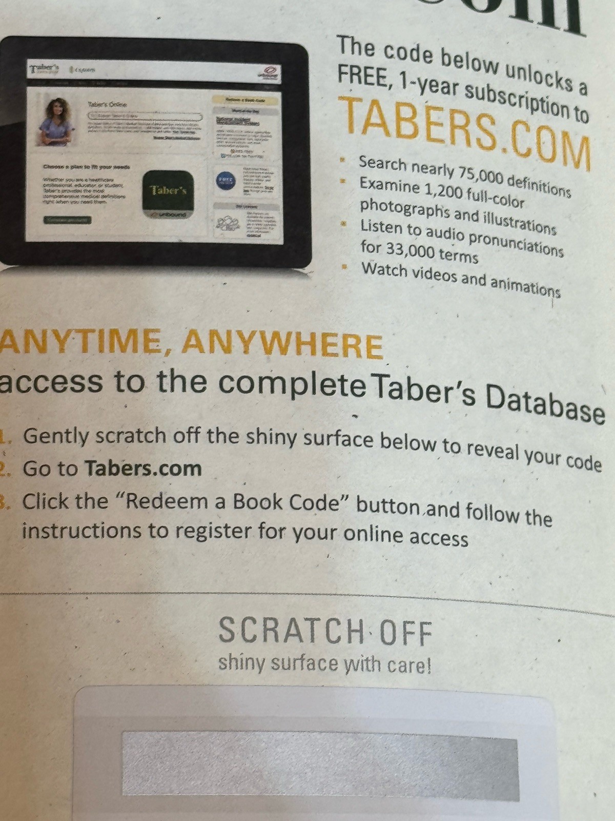 Taber’s Cyclopedic Medical Dictionary by Donald Venes – 2021, Unused Access Code