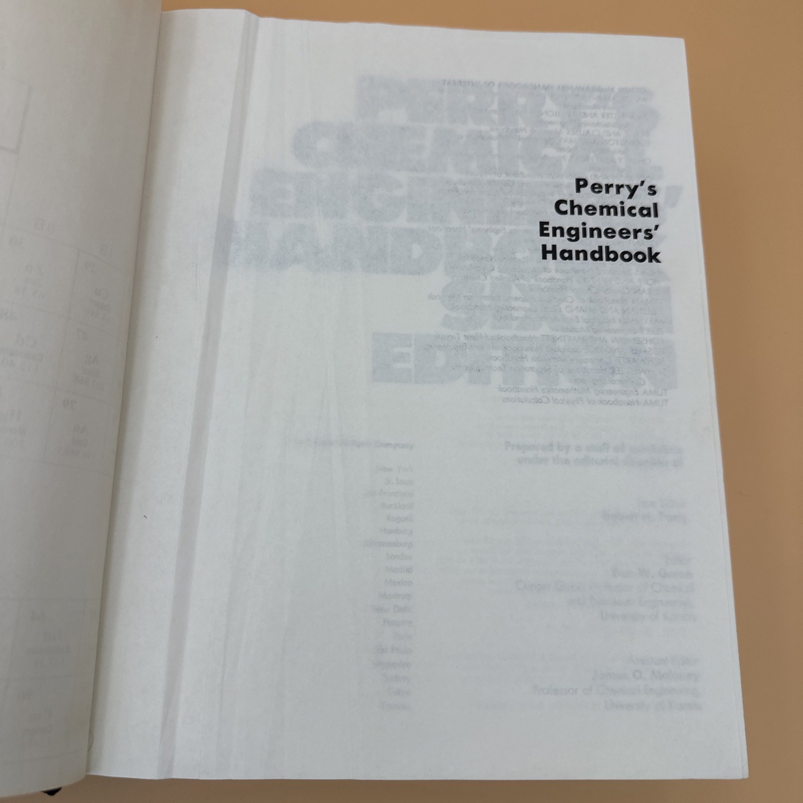 Perry’s Chemical Engineers’ Handbook 6th Ed 1984 HC 50th Anniversary Edition