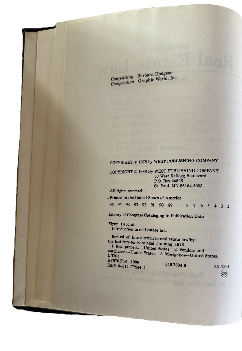 Deborah Flynn Introduction to Real Estate Law 2nd Ed Hardcover 1986 West