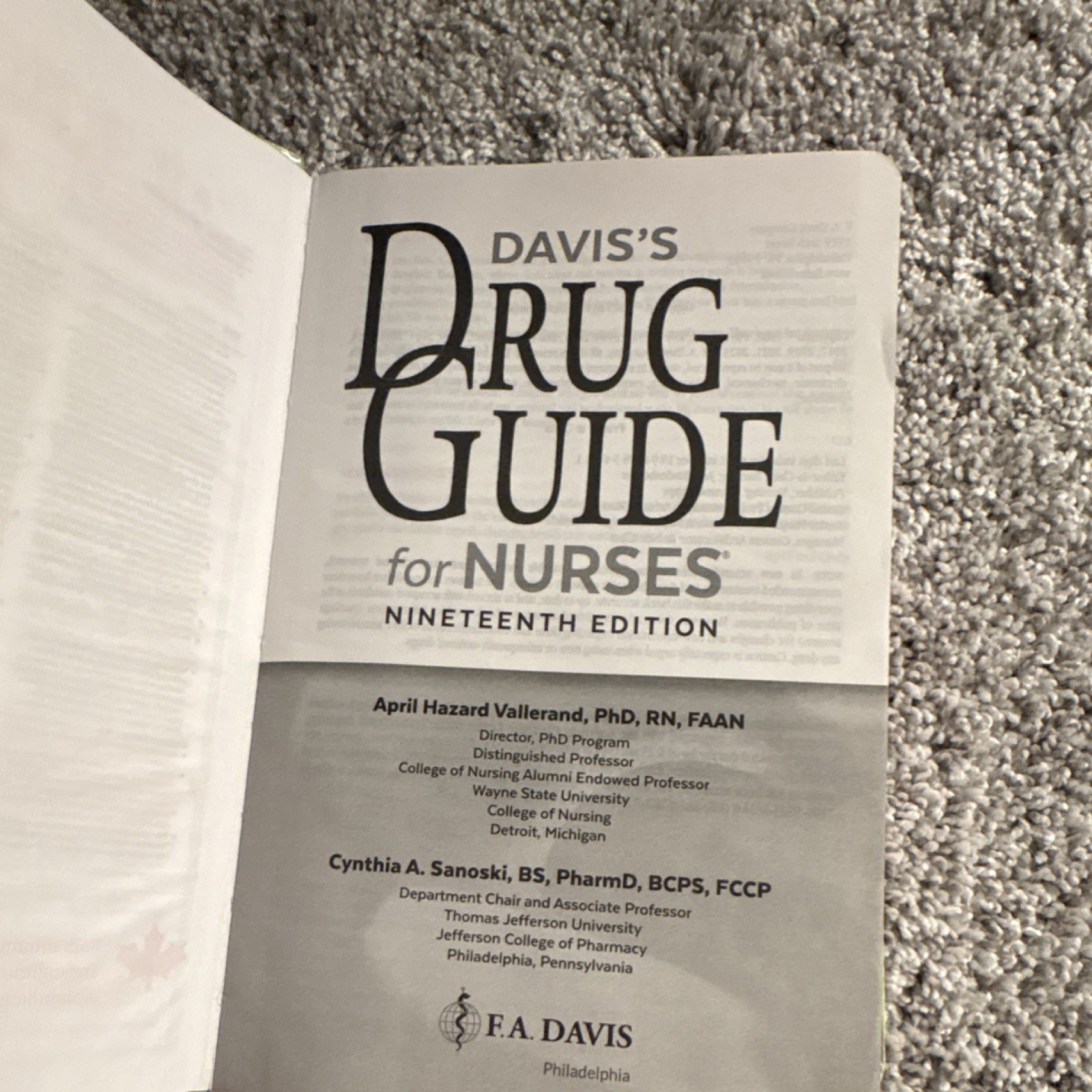 Davis’s Drug Guide for Nurses Nineteenth Edition Textbook F.A. Davis Nursing