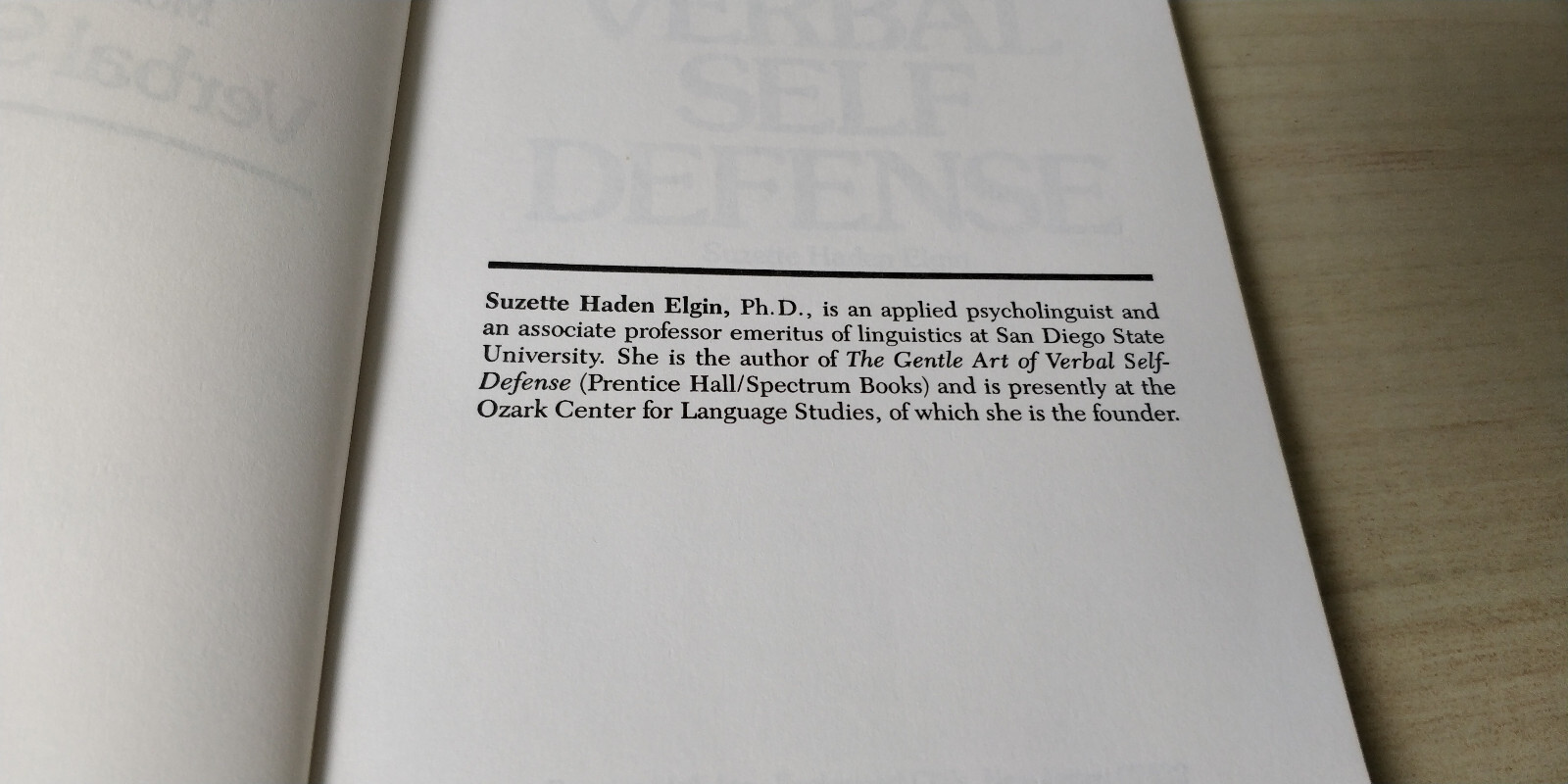 MORE ON THE GENTLE ART OF VERBAL SELF-DEFENSE By Suzette Haden Elgin