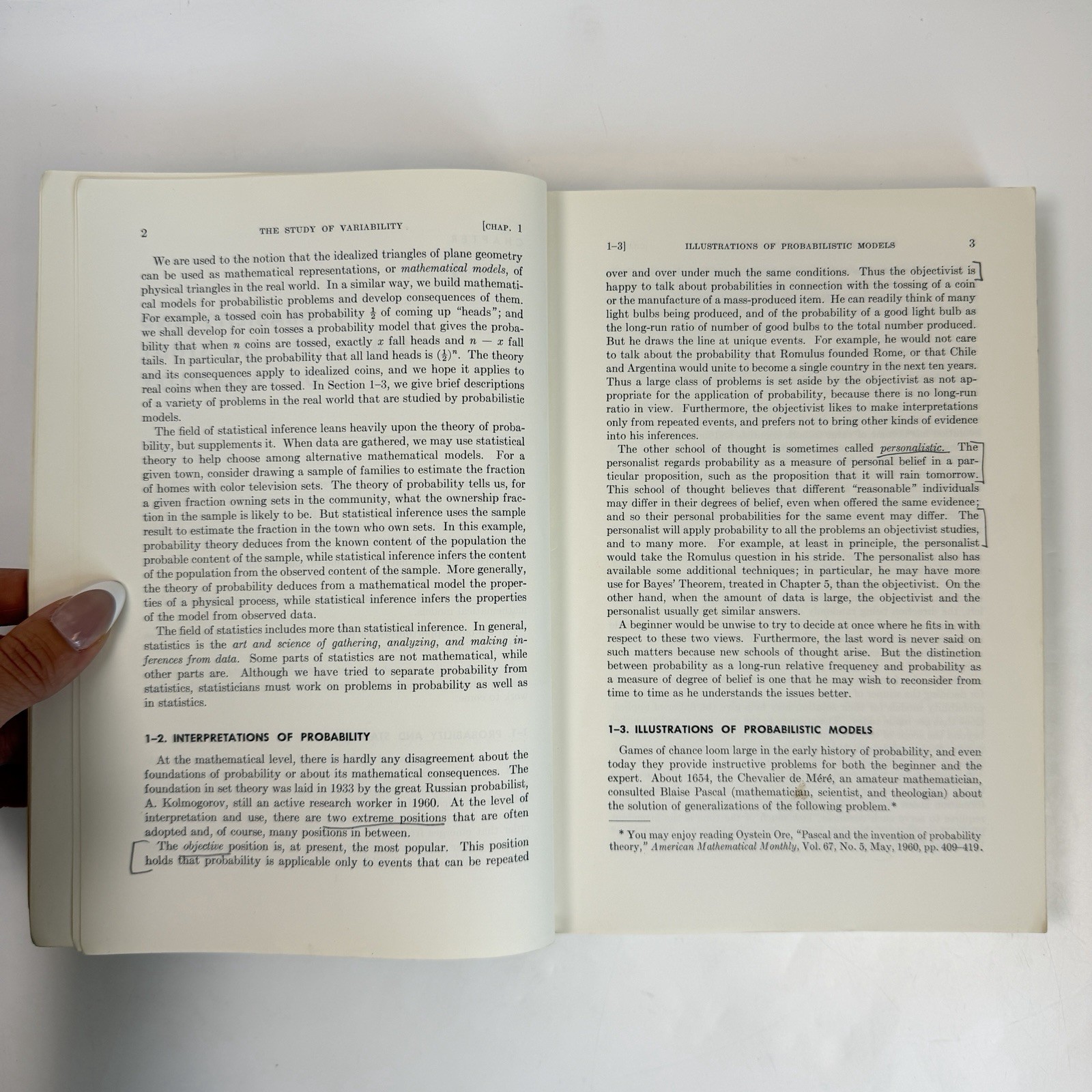 Probability and Statistics Mosteller Rourke Thomas 1961 Paperback Textbook