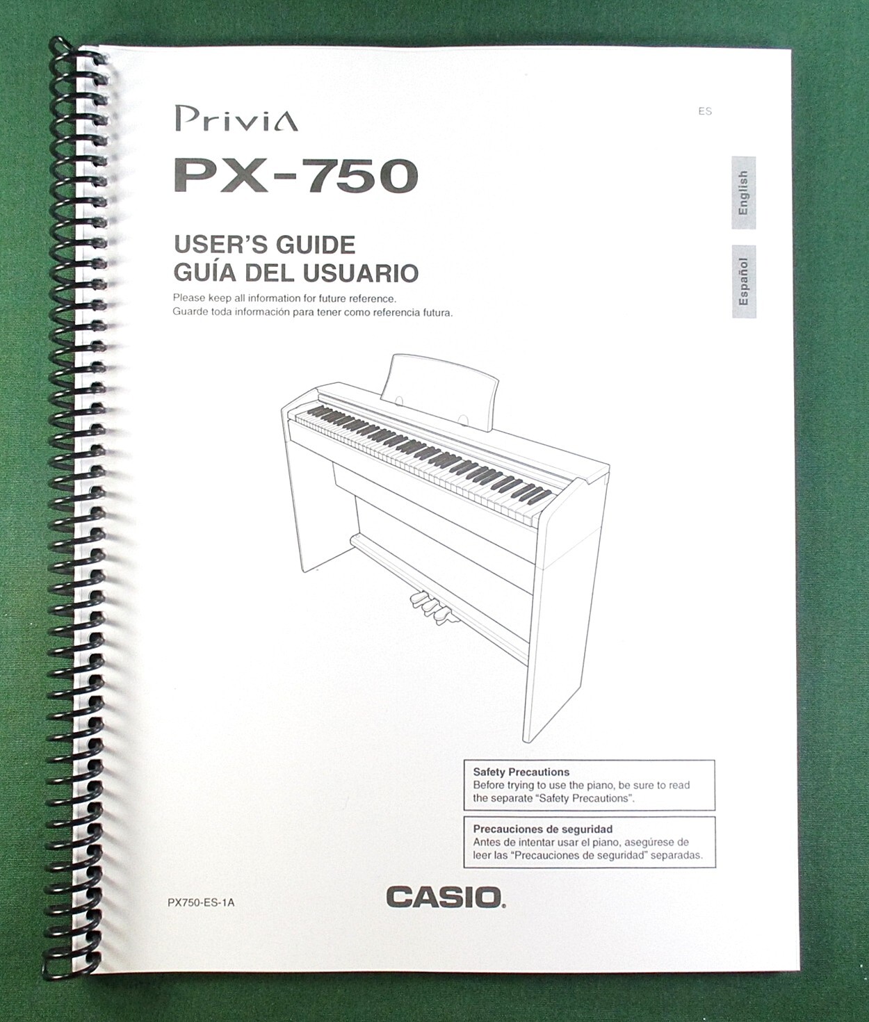 Casio PX-780 Instruction Manual: 42 Pages Coil Bound & Protective Covers!