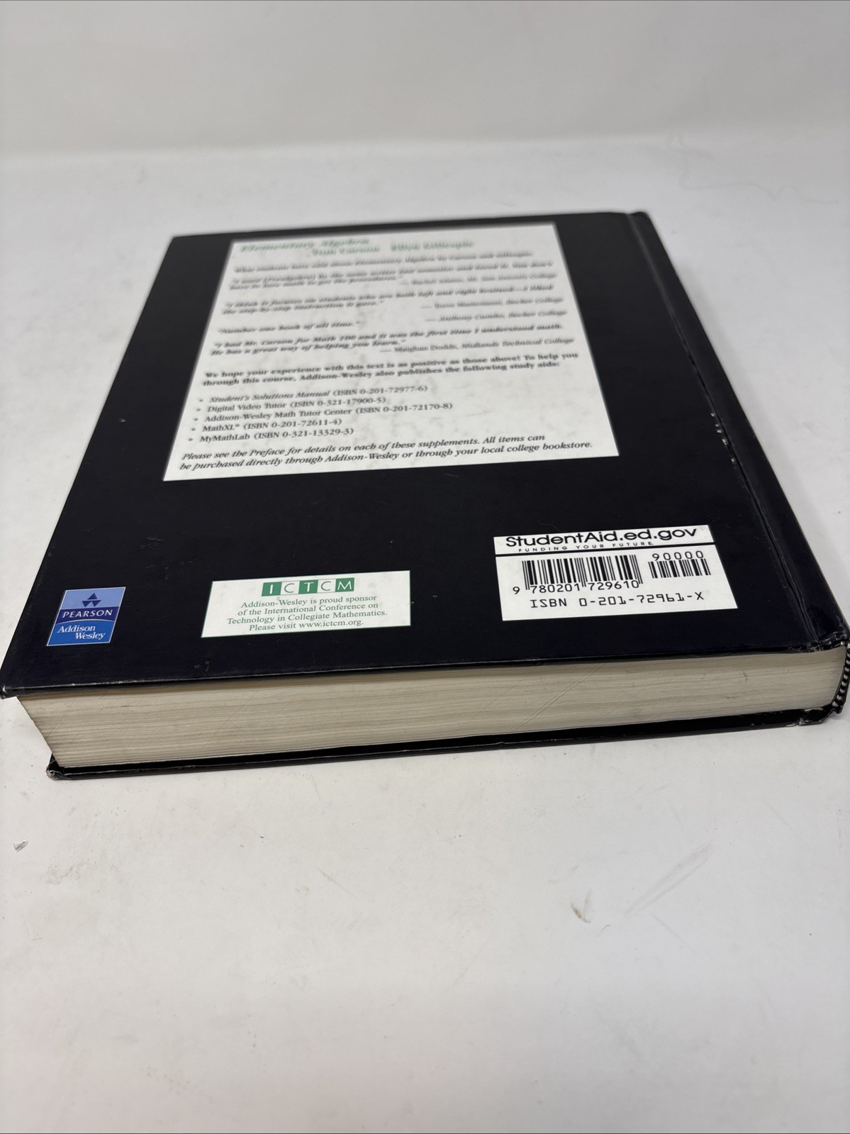Elementary Algebra Tom Carson Ellyn Gillespie Pearson Hardcover 2003