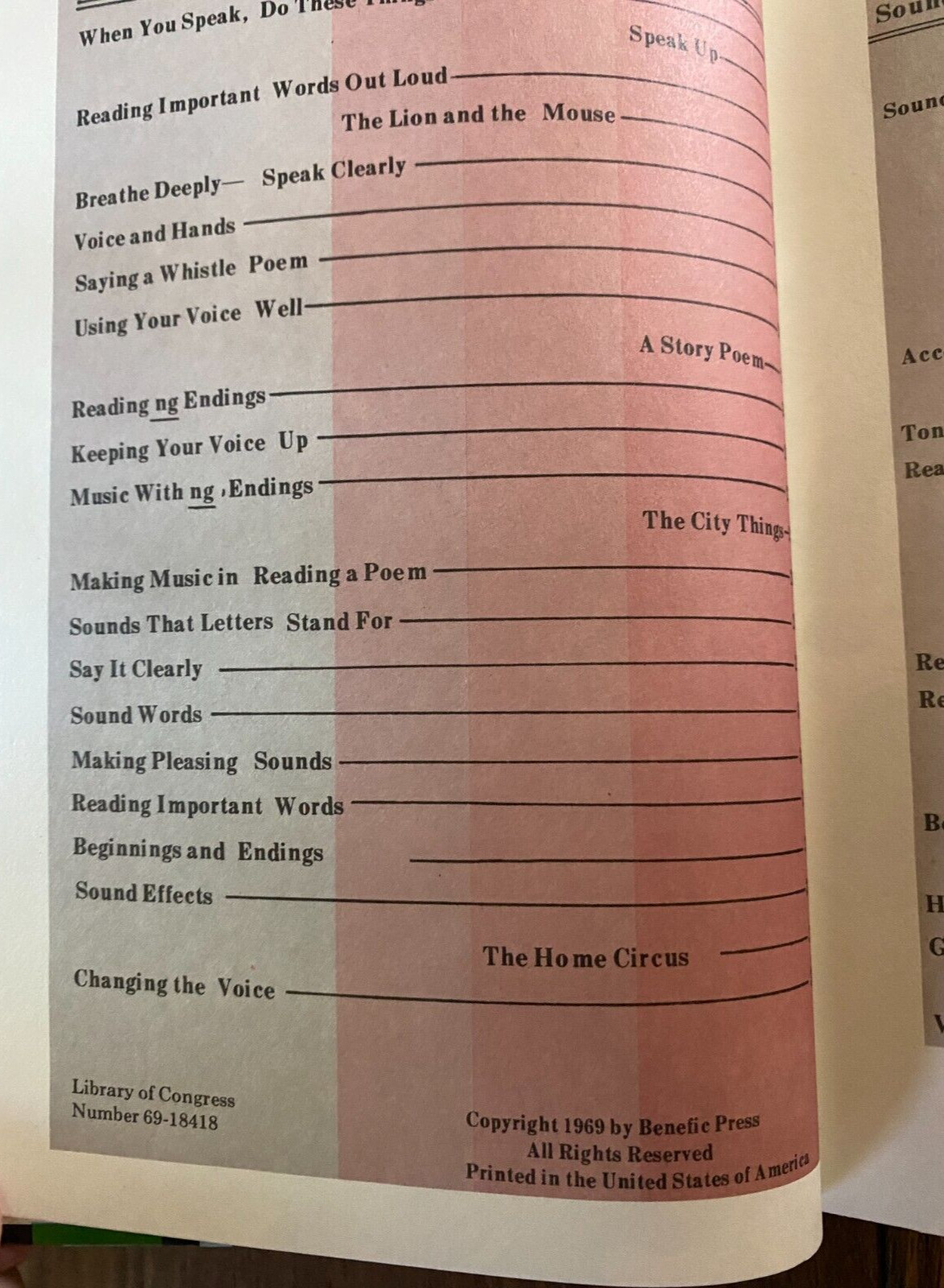 Oral Reading & Linguistics 1969 Say&Hear, Loud&Clear, Glad Sounds Benefic Press