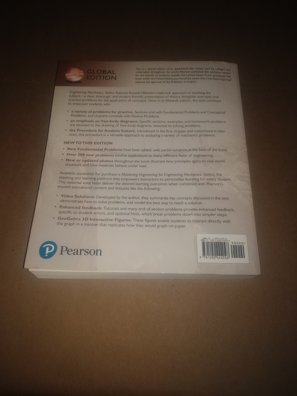Engineering Mechanics Statics SI Units 15th Edition Paperback Global Edition