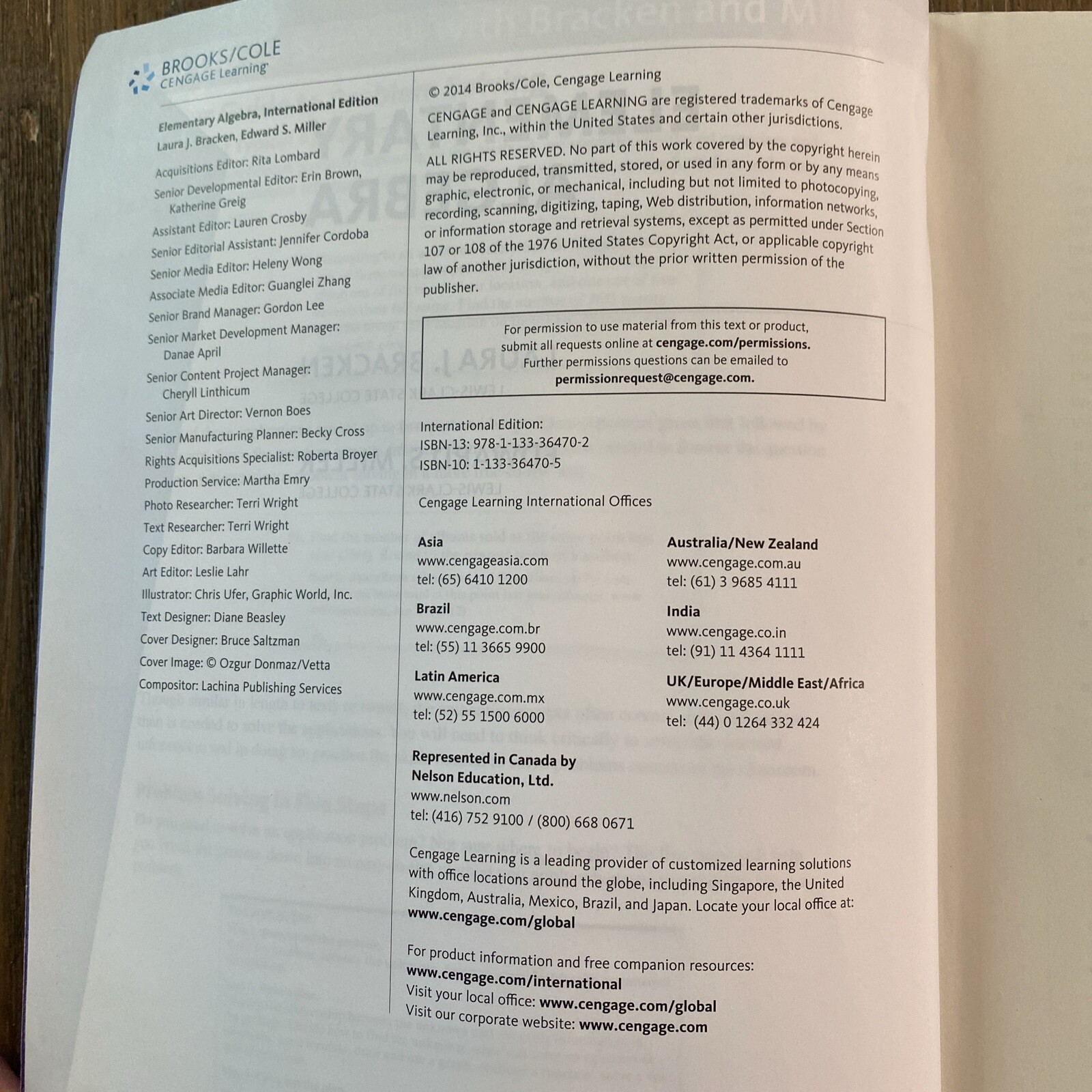 TEXTBOOK Elementary Algebra, International Edition by BRACKEN L J, MILLER E S