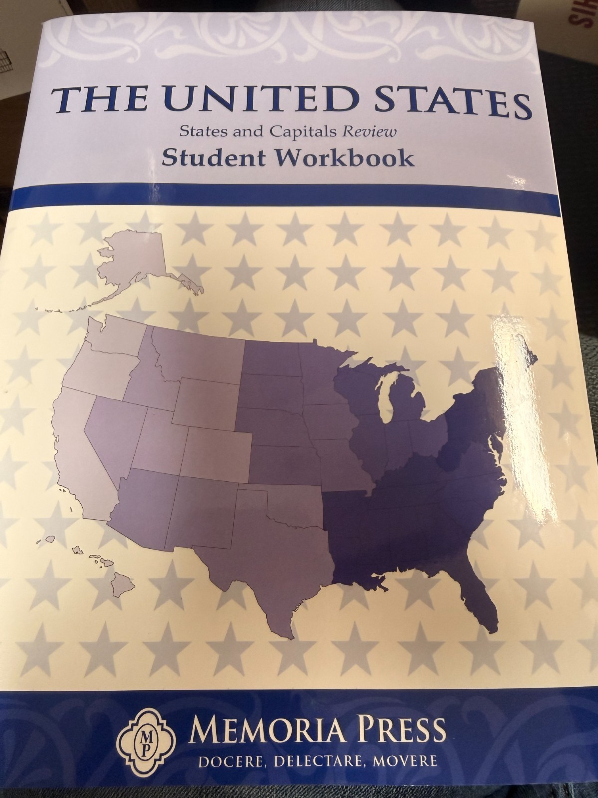 US States and capitals review student workbook