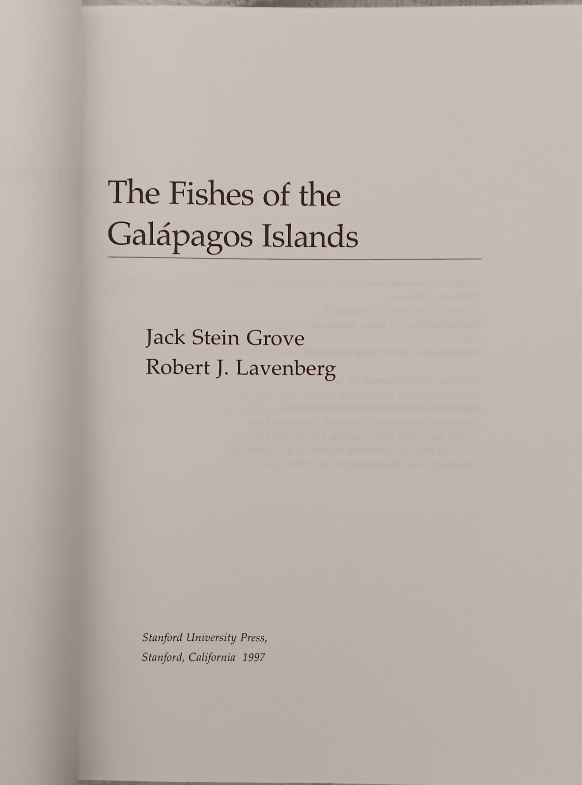 Fishes of the Galápagos Islands • Grove & Lavenberg • 1997 • Stanford HC/DJ