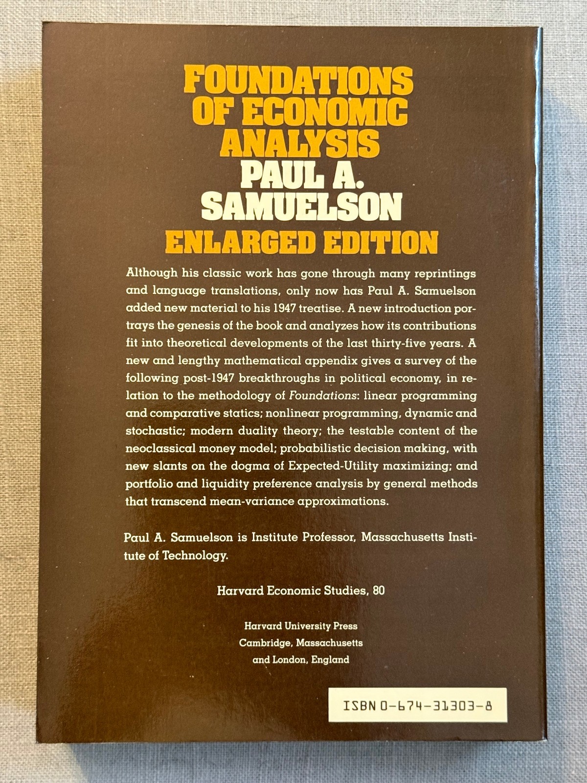 Foundations of Economic Analysis-Enlarged Edition by Paul A. Samuelson