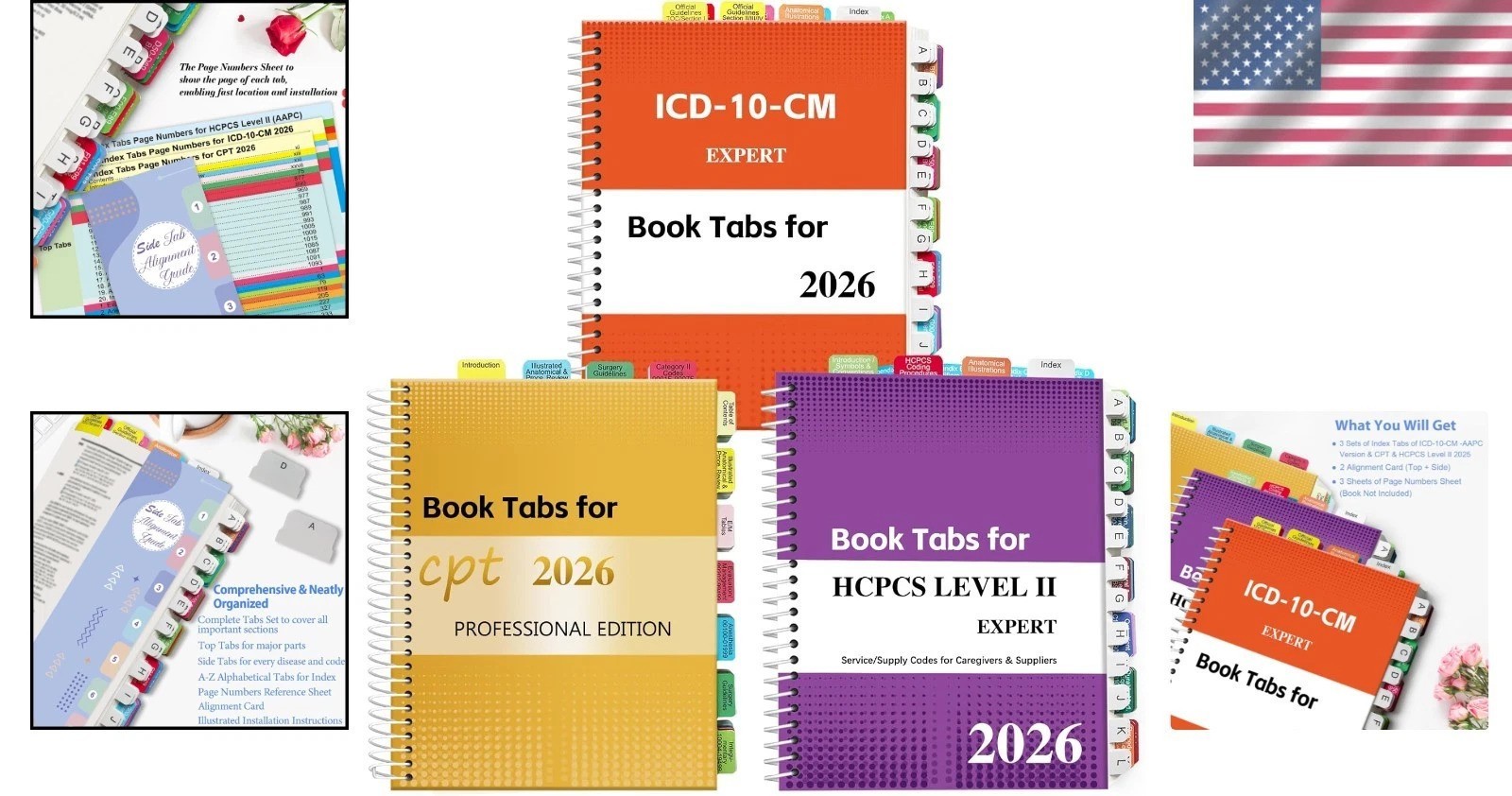 Color-Coded Index Tabs 2026 for Medical Coding Books`