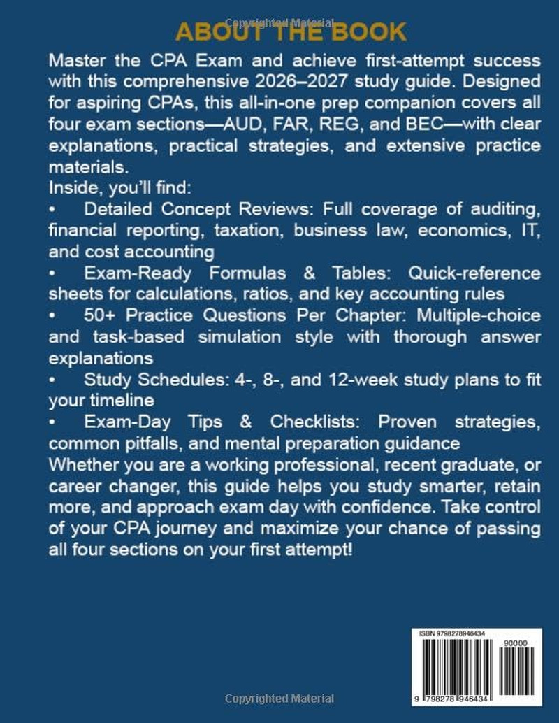 CPA Exam Review 2026-2027: Full Study Guide with 800+ Practice Questions, Detail