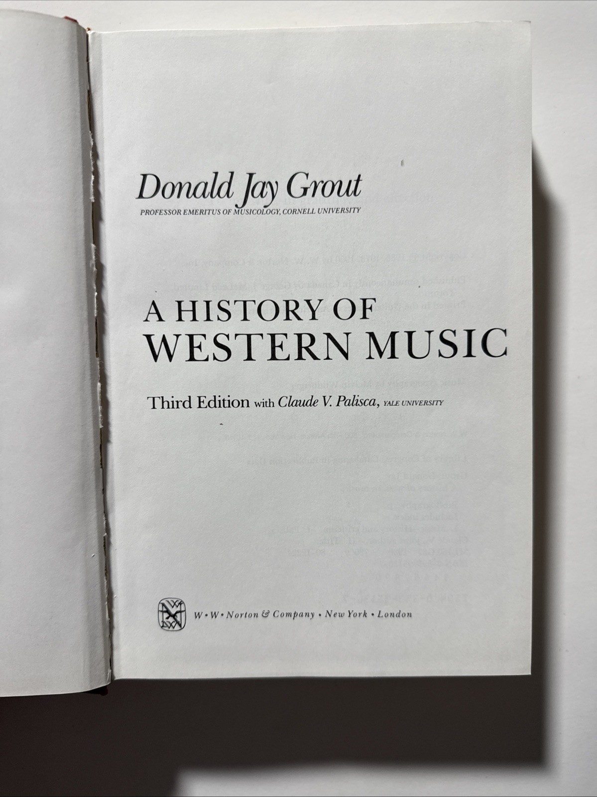 A History Of Western Music’ Third Edition- Donald Jay Grout 749 Pages