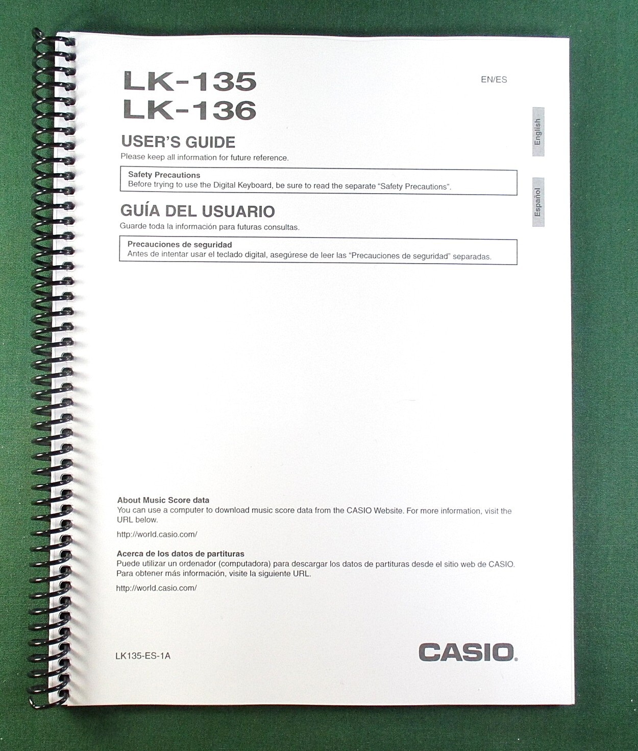 Casio LK-135 LK-136 Instruction Manual: 31 Pages Coil Bound & Protective Covers!
