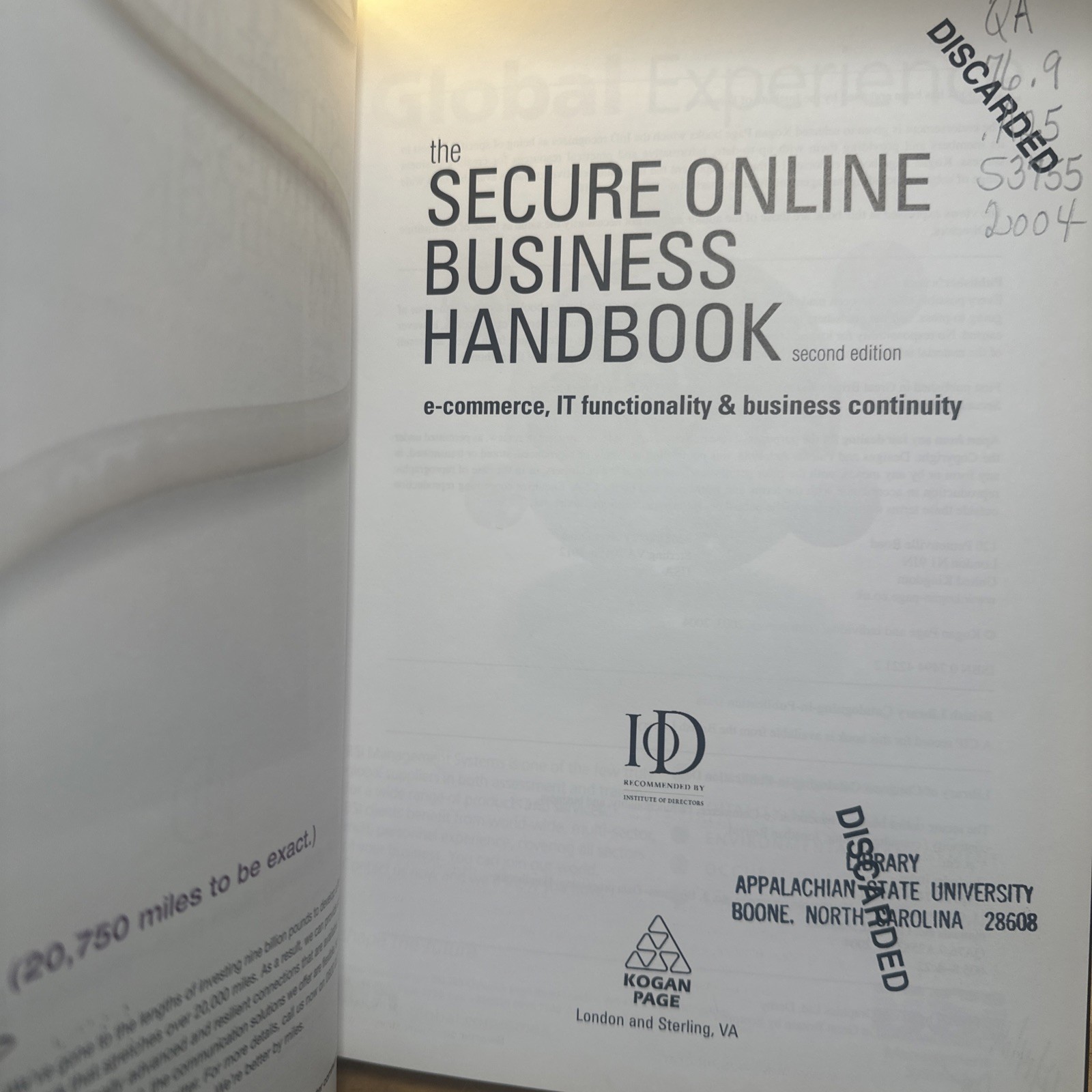 The Secure Online Business Handbook published by Kogan Page 2004 Hardcover
