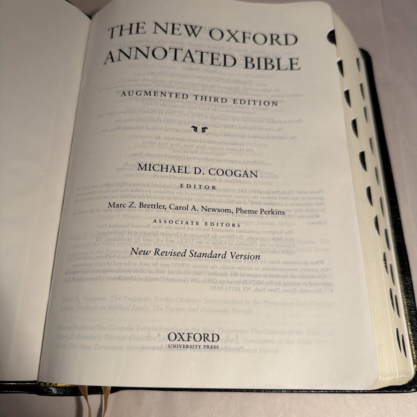 2007 NRSV The New Oxford Annotated Bible Augmented Third Edition 9714 Black