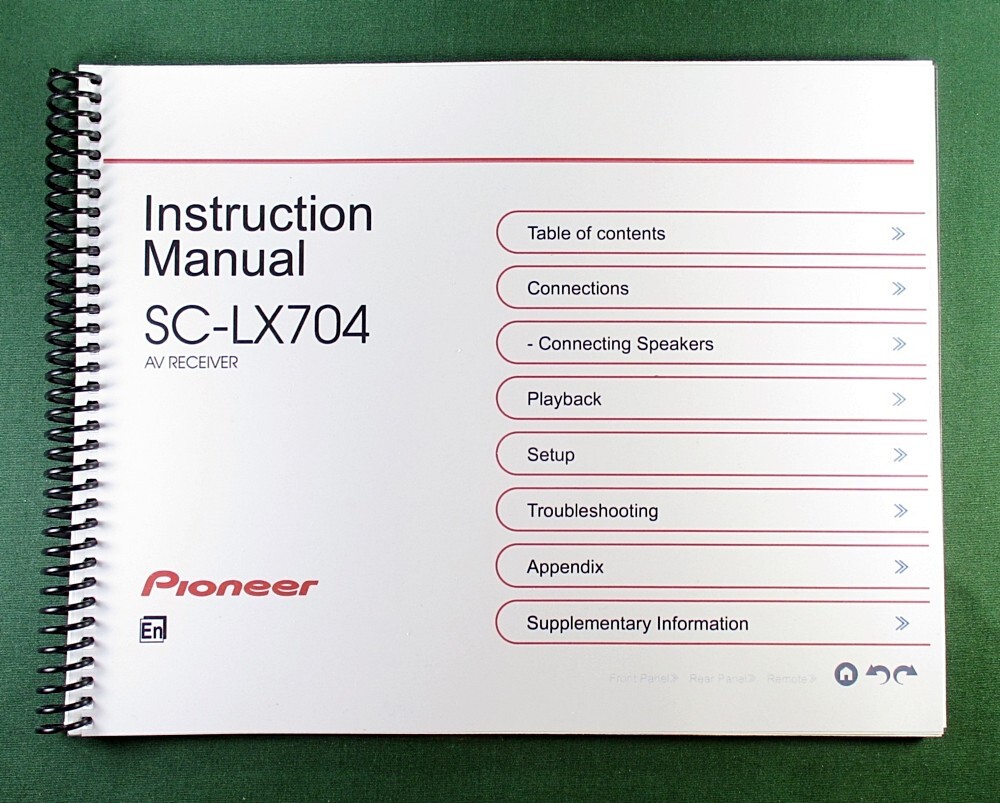 Pioneer SC-LX704 Instruction Manual: Full Color 224 Pages & Protective Covers