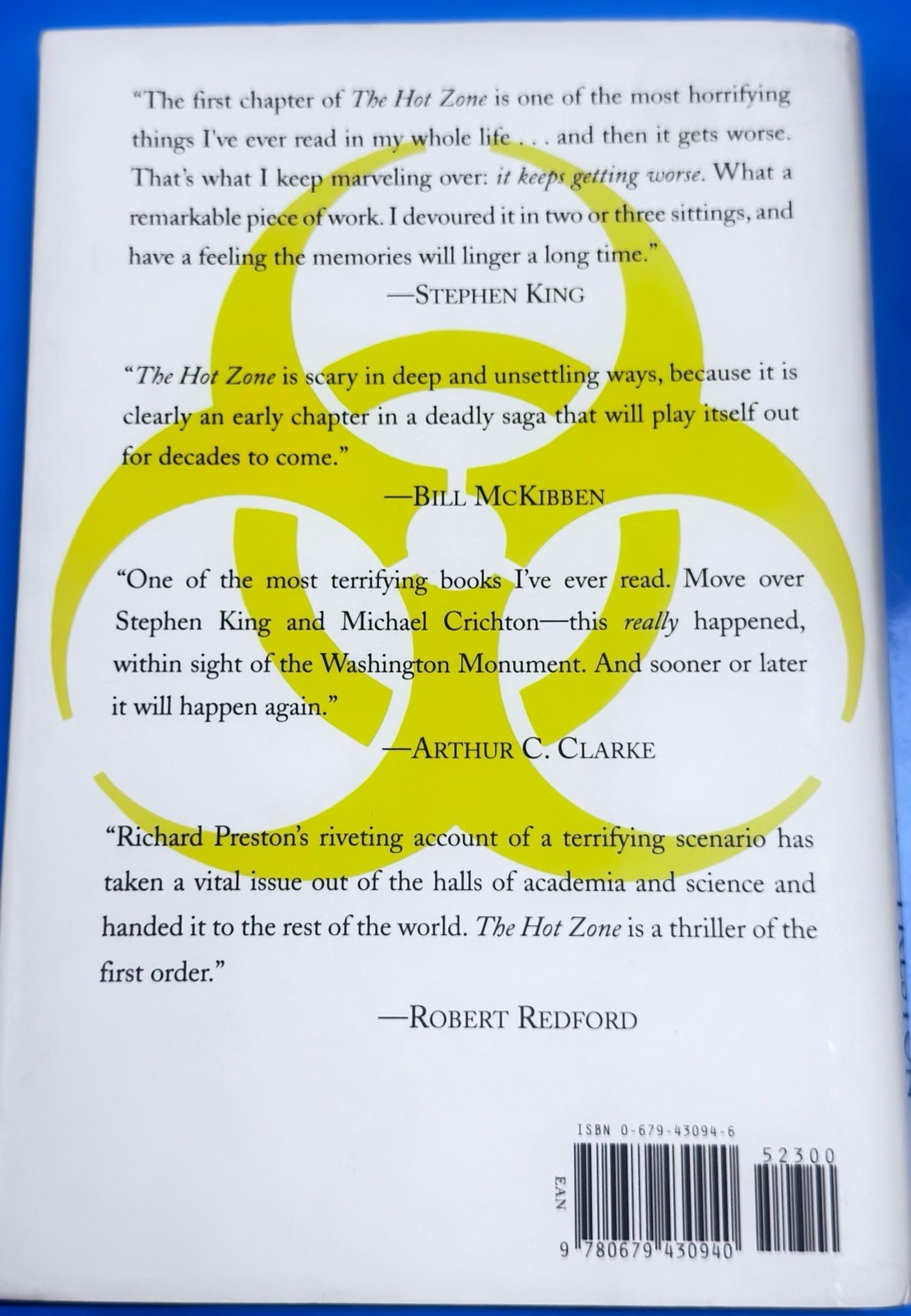 The Hot Zone Richard Preston 1st Edition 1st Print HC/DJ BOOK 1994 NEW UNREAD