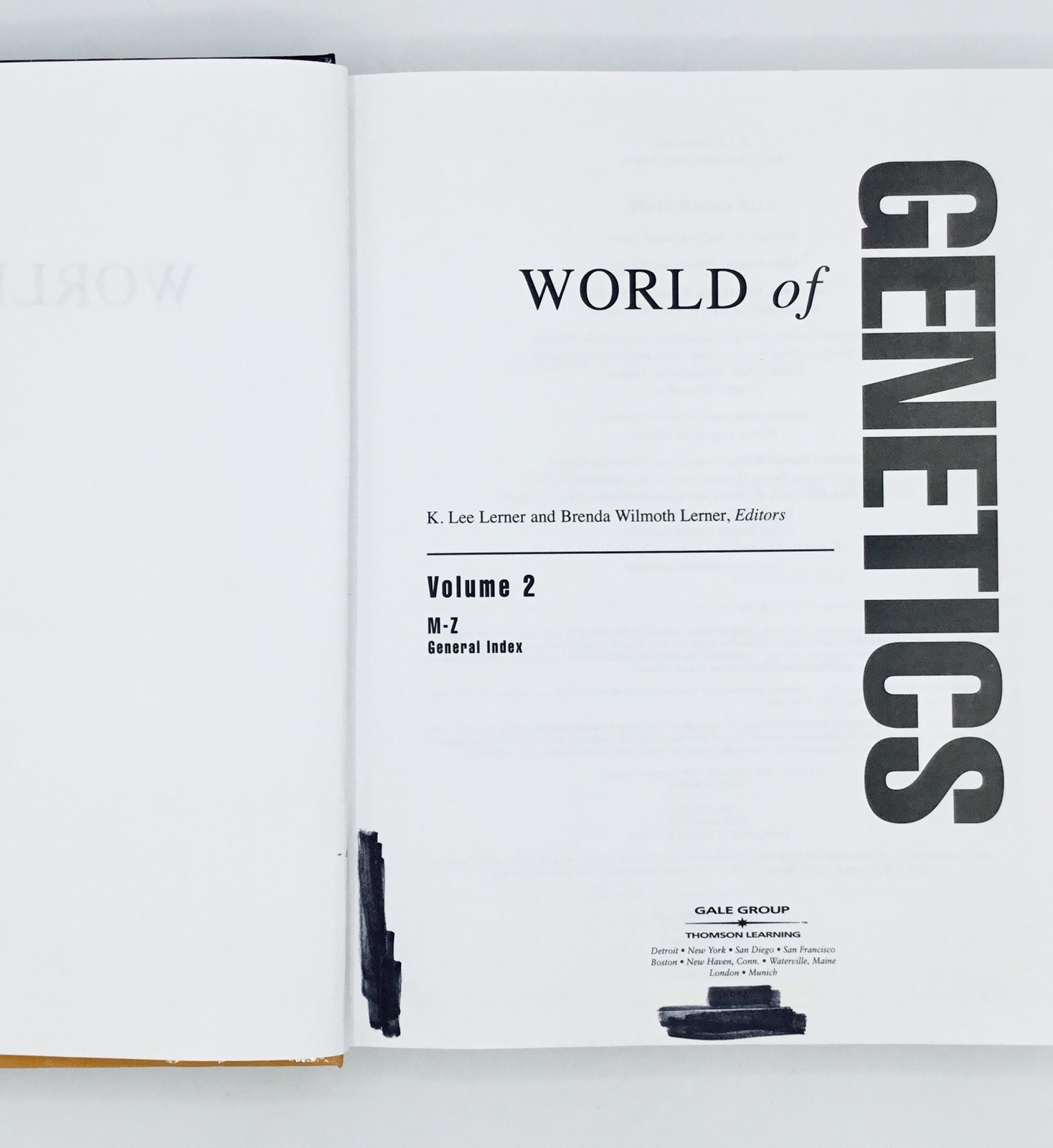 World of Genetics Volume 1 & 2 Gale Group, Lerner & Lerner, HC Set 💥VG