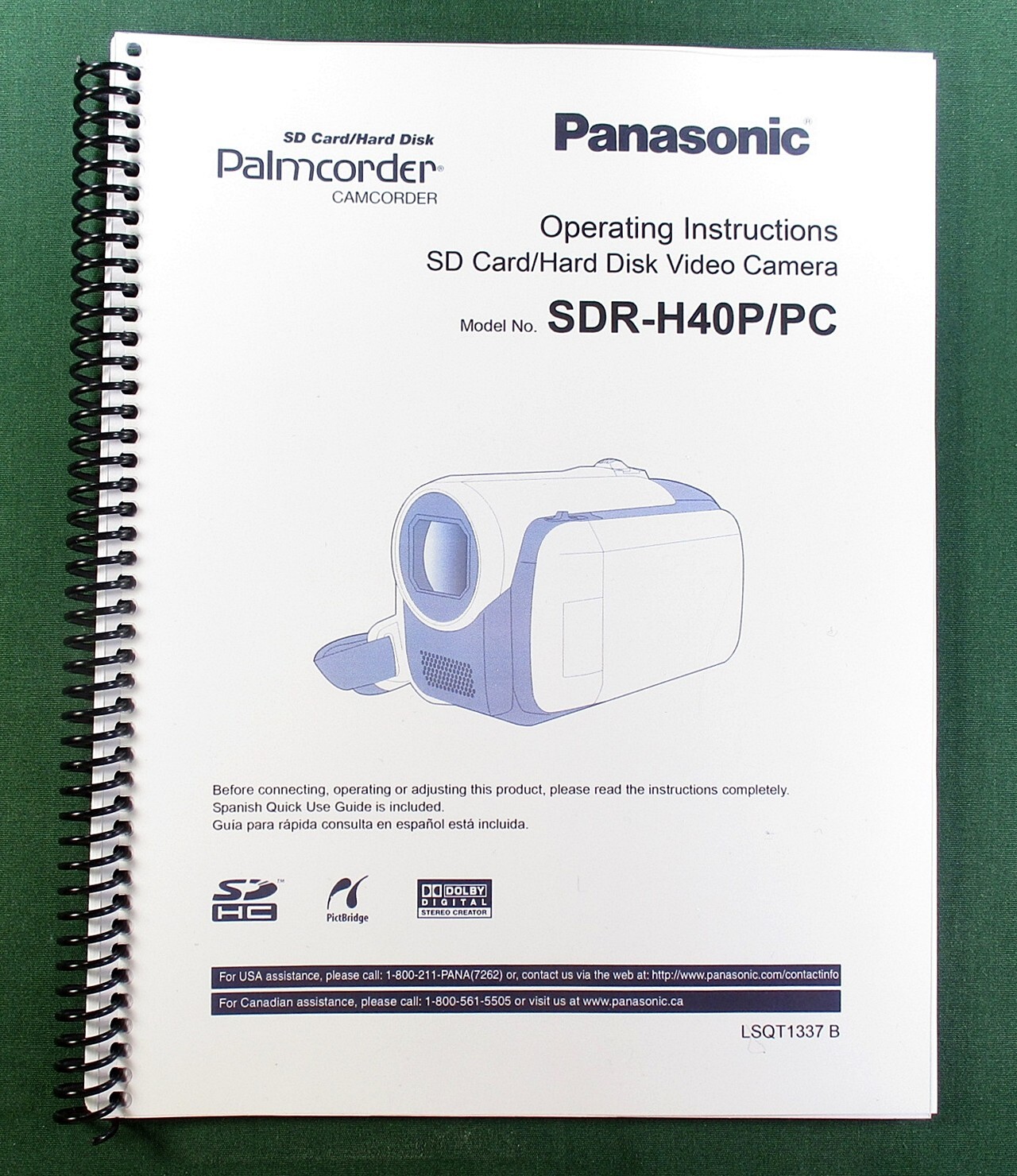 Panasonic SDR-H40P Palmcorder Instruction Manual: 128 Pages & Clear Covers!