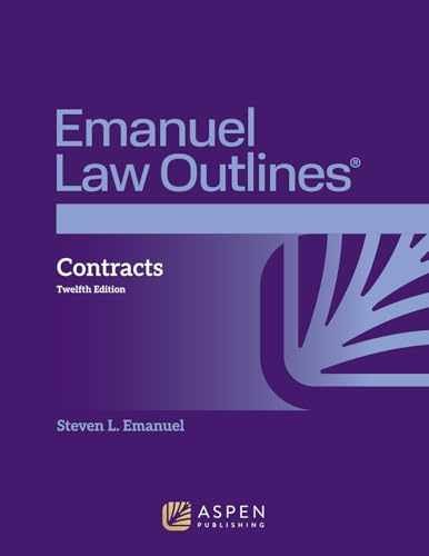 Emanuel Law Outlines for Contracts – Paperback, by Steven L. Emanuel – Very Good