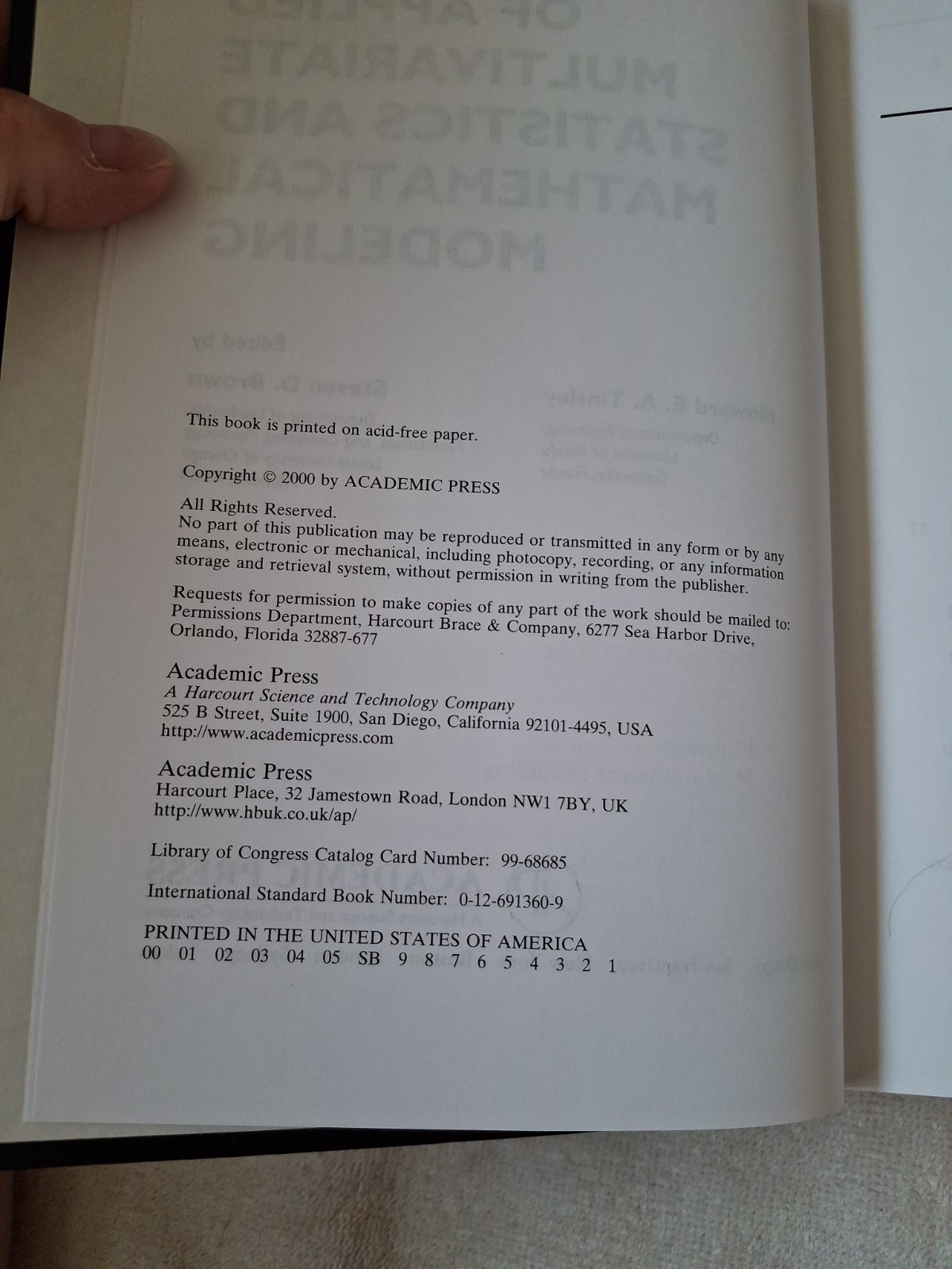 Handbook Of Applied Multivariant Statistics And Mathematical Modeling by Tinsley