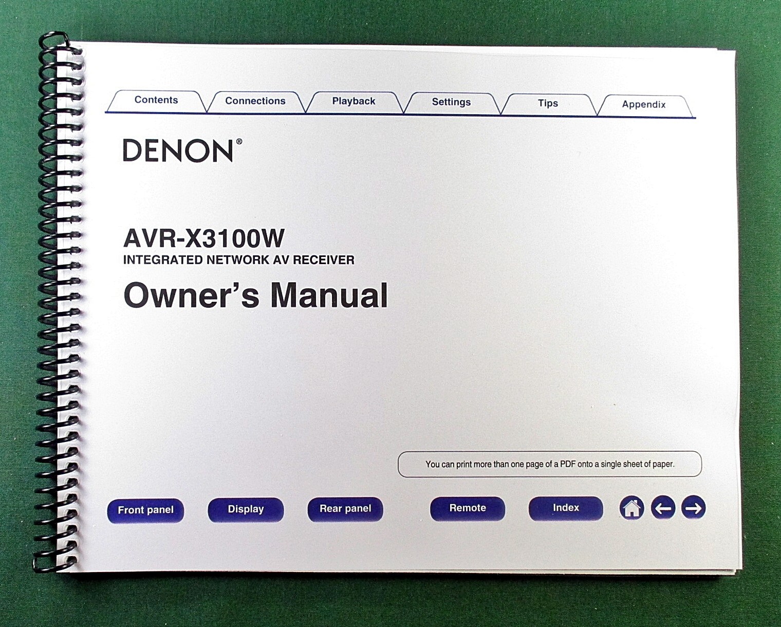 Denon AVR-X3100W Instruction Manual: Full Color 282 Pages & Protective Covers!