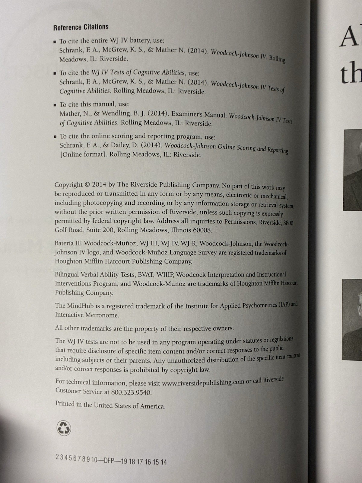 Woodcock-Johnson IV TESTS OF COGNITIVE ABILITIES Examiner’s Manual [Batteries]