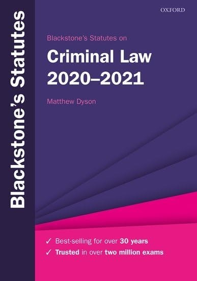 Blackstone’s Statutes on Criminal Law 2020-2021 (Blackstone’s Statute Serie Book