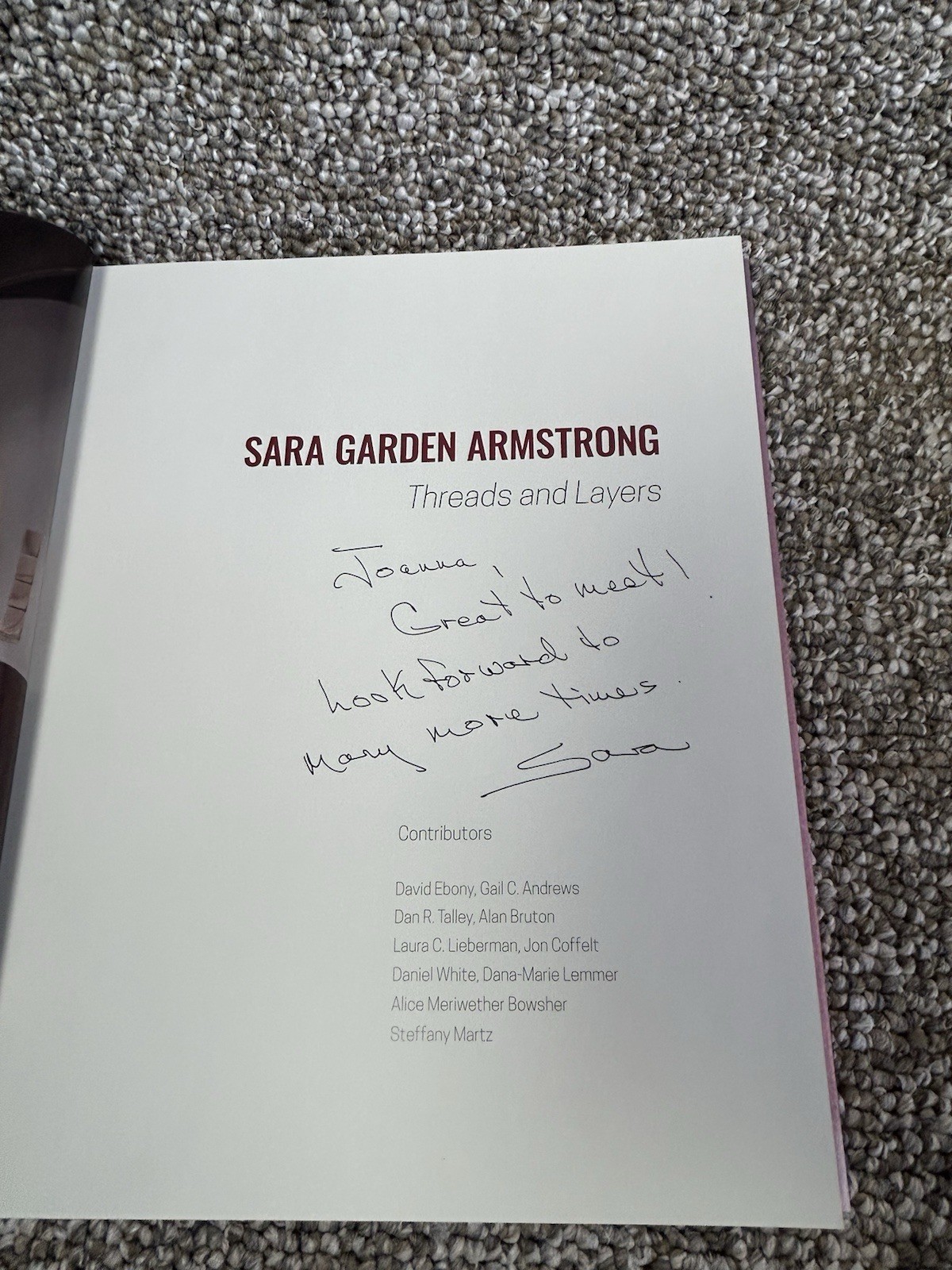 Sara Garden Armstrong Art Artist Book Coffee Table Pink Photos Threads & Layers
